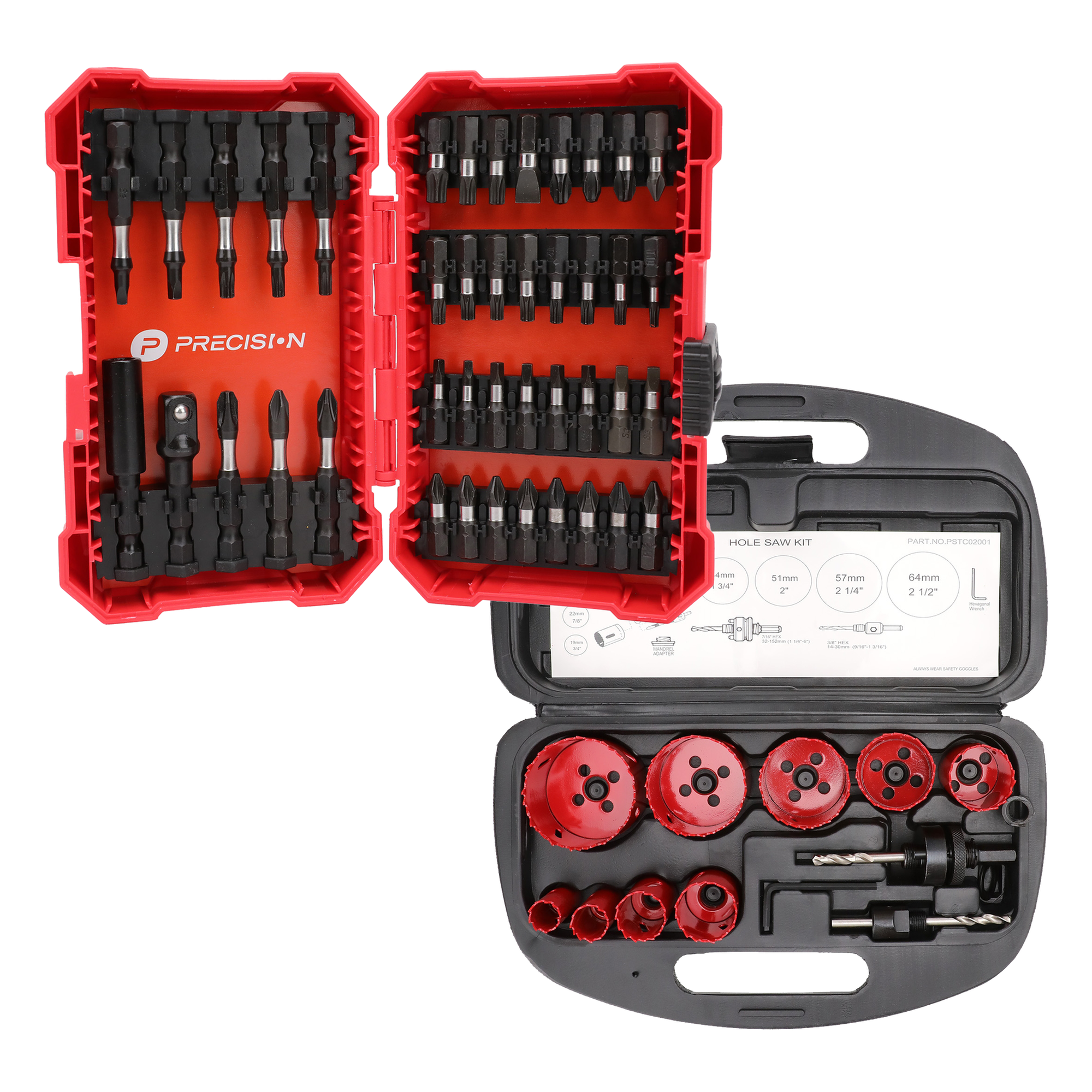 Kit de Herramientas / 13 Brocas Sierra Bimetálicas / 42 Puntas Intercambiables / Entrada Hexagonal 1/4' / Estuche Portátil — PRECISION · SKU KITPRECISION2