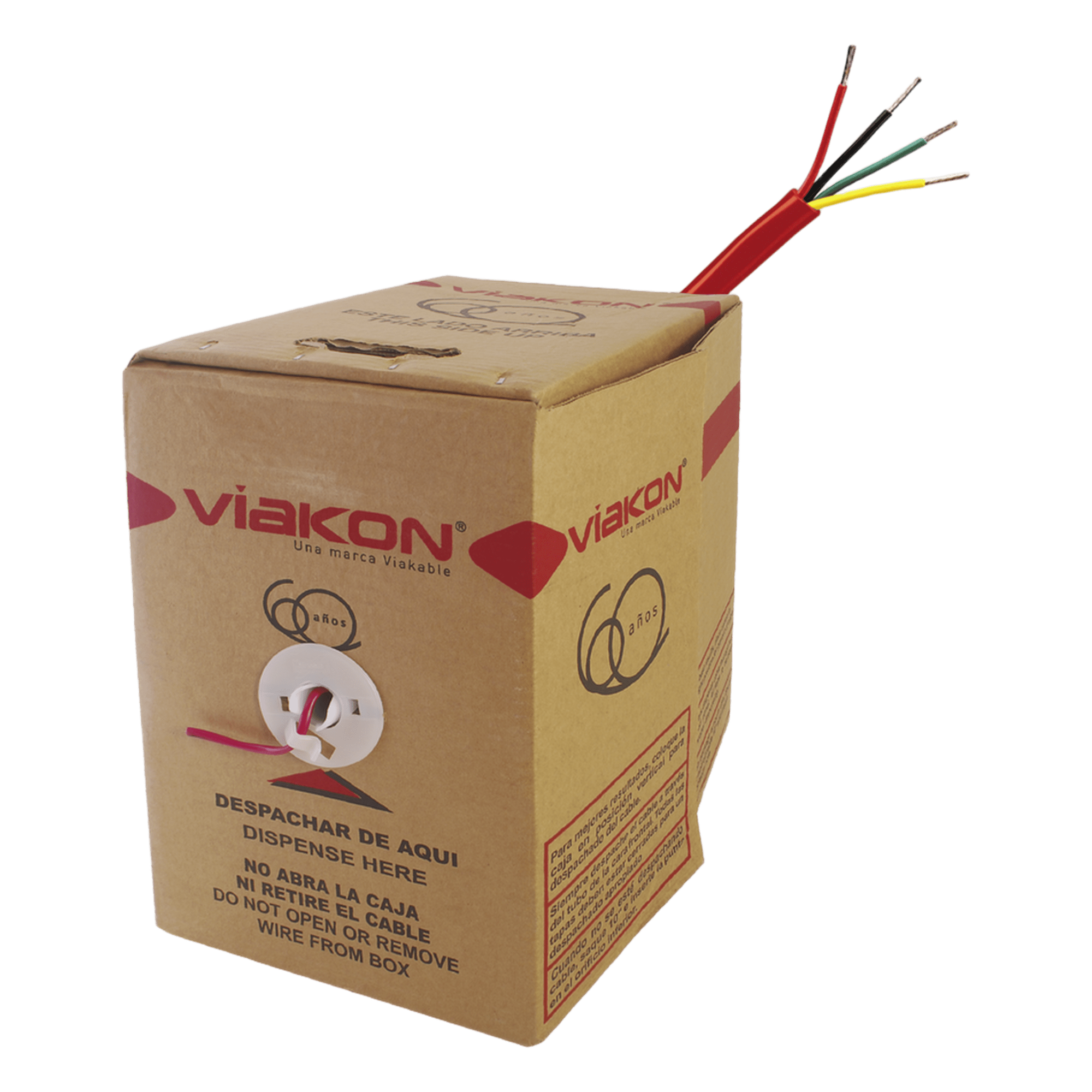 Cable FPLR / 4 Conductores / 18 AWG / 305 m (1000 pies) / Rojo / Riser / Blindado / UL 1424 — VIAKON · SKU 9424