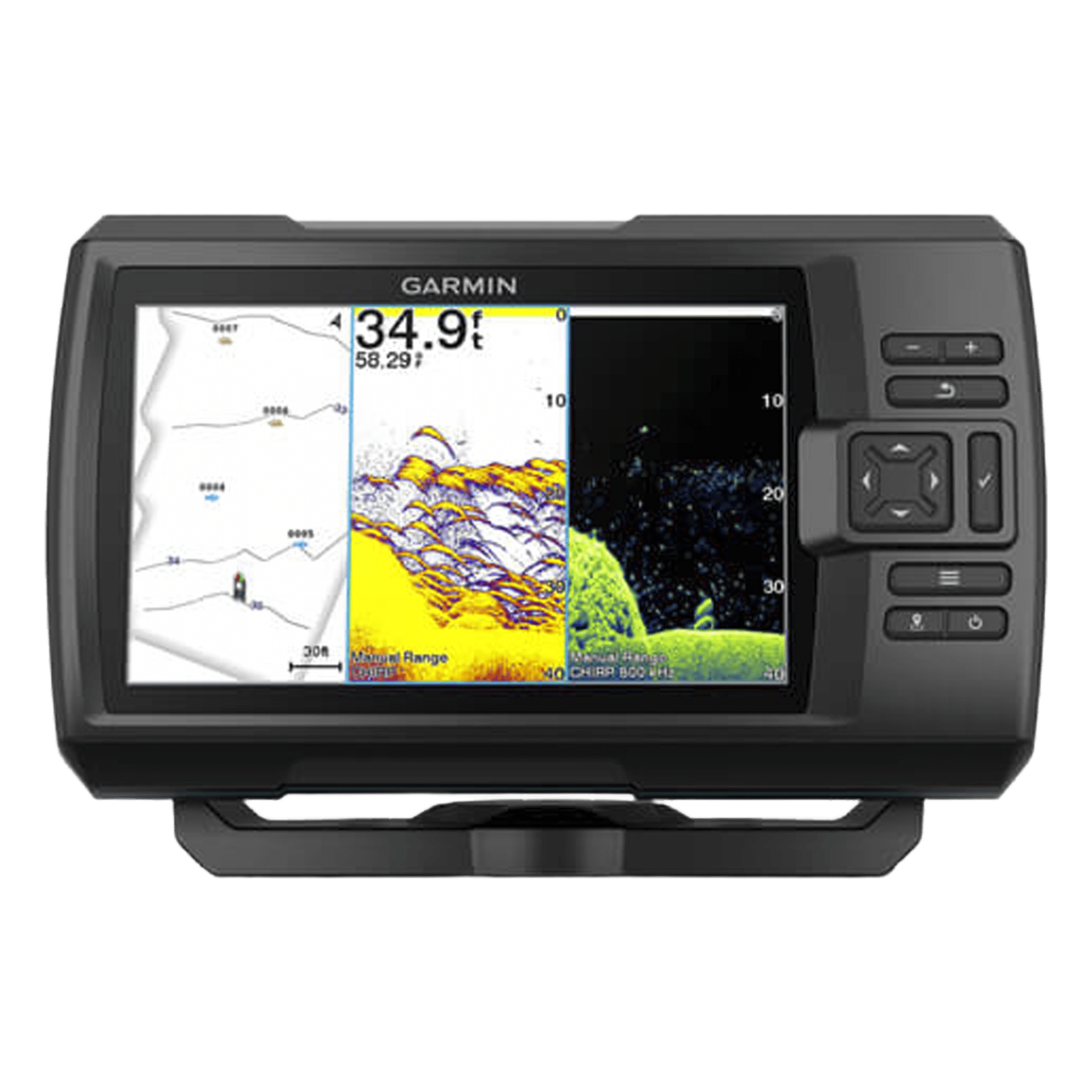 Sonda GPS con Pantalla / WVGA 7" / Sonar Tradicional y ClearVü / Frecuencias 50-800 kHz / Potencia 500 W / GPS WAAS / Wi-Fi / IPX7 — GARMIN · SKU 10-02552-01