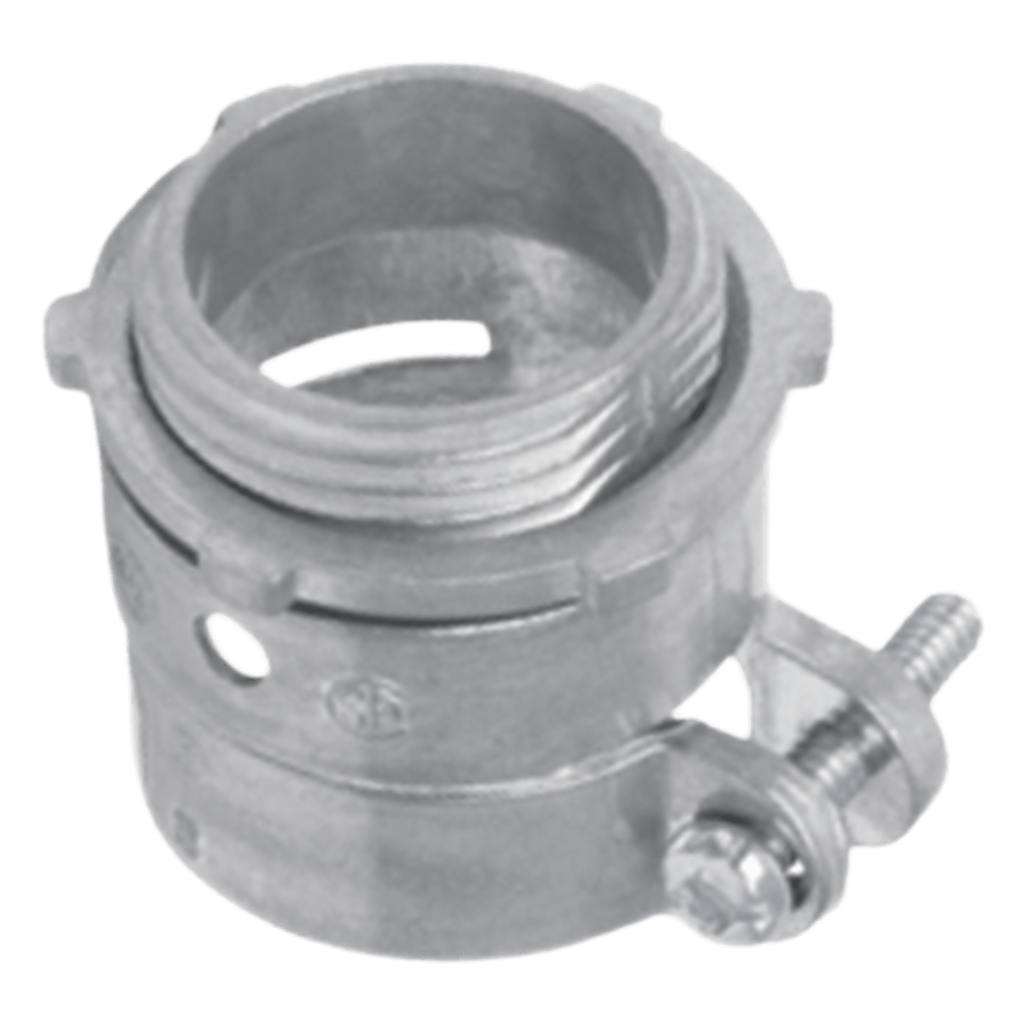 Conector Recto para Tubo Flexible / 1" (25 mm) / Diámetro 39 mm / Largo 40 mm / Acabado Bruñido Brillante / NEMA FB-1 / UL 514B — ANCLO · SKU ANC-FXR100