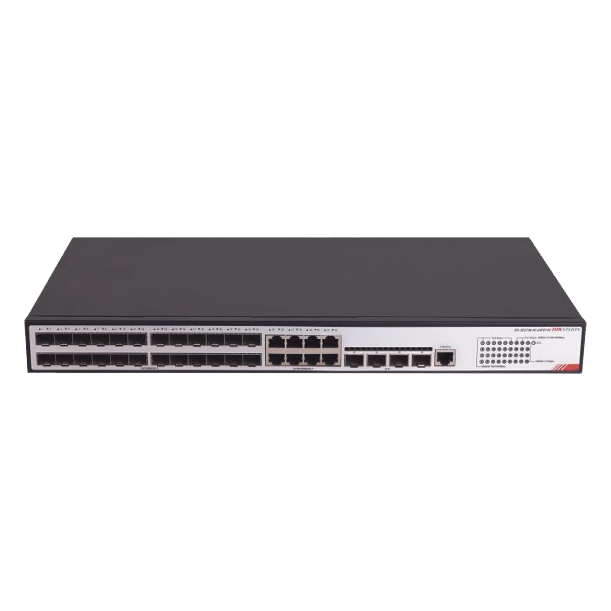 Switch Administrable / 24 Puertos SFP GE / 8 Puertos RJ45 GE / 4 Puertos SFP 10G / Capacidad 216 Gbps / Gestión en Nube — HIKVISION · SKU DS-3E2736-HI-24F8T4X
