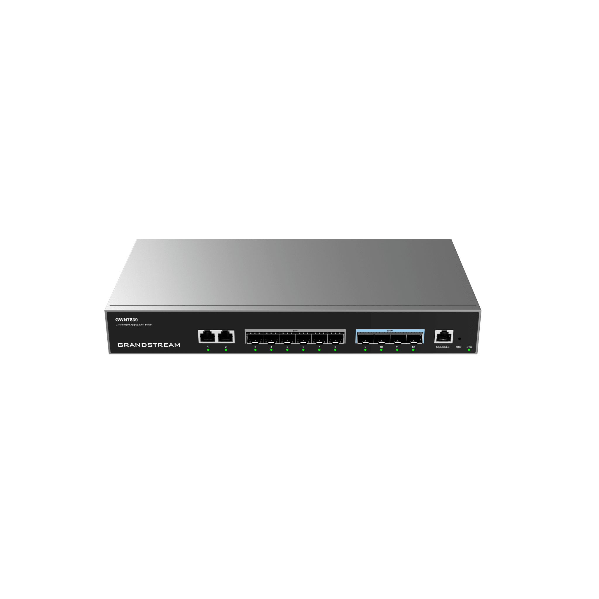 Switch de Agregación Capa 3 GWN7830 / 2 Puertos Gigabit Ethernet / 6 Puertos Gigabit SFP / 4 Puertos 10Gigabit SFP+ / QoS Integrada / Soporte IPv6 e IPv4 / Seguridad Avanzada / Stacking /