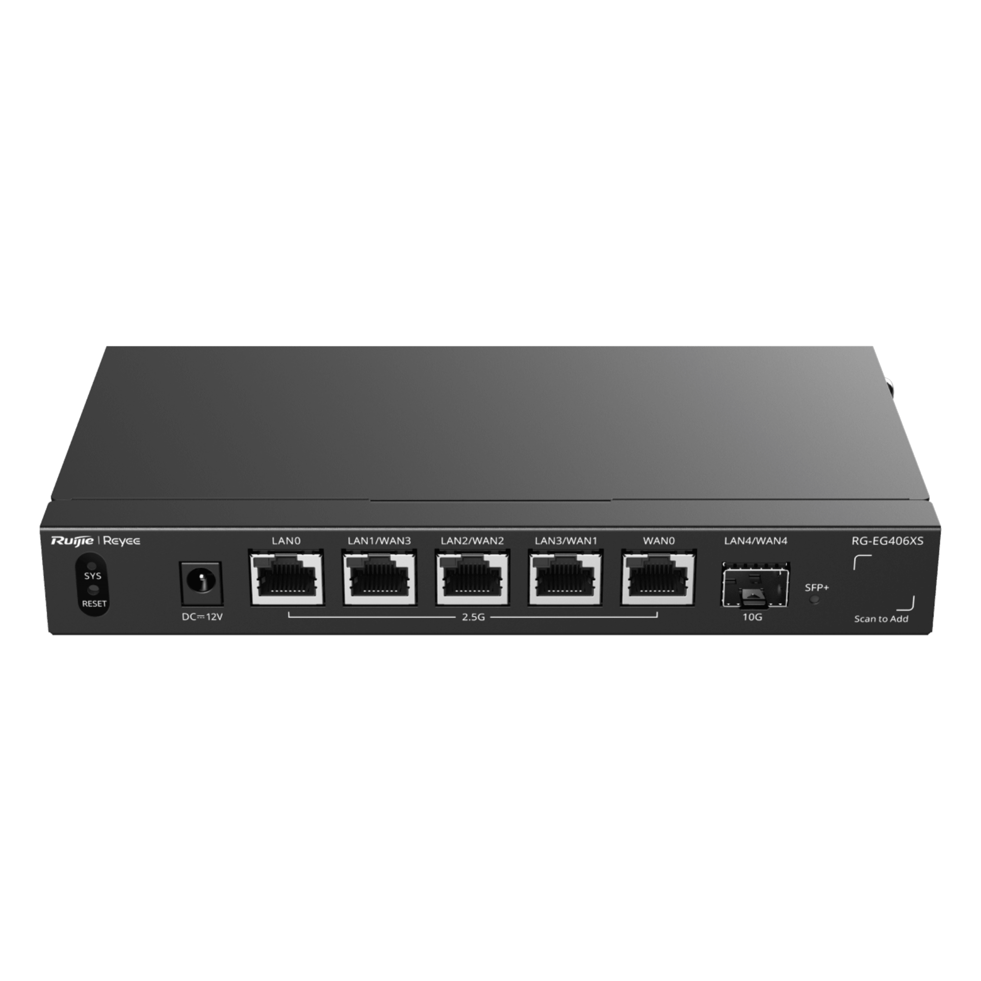 Router Balanceador SD-WAN / 5 Servicios WAN / 400 Usuarios Concurrentes / Throughput 2.5 Gbps / Puerto SFP+ 10G / 5 Puertos Multi-Gigabit 2.5G — RUIJIE · SKU RG-EG406XS