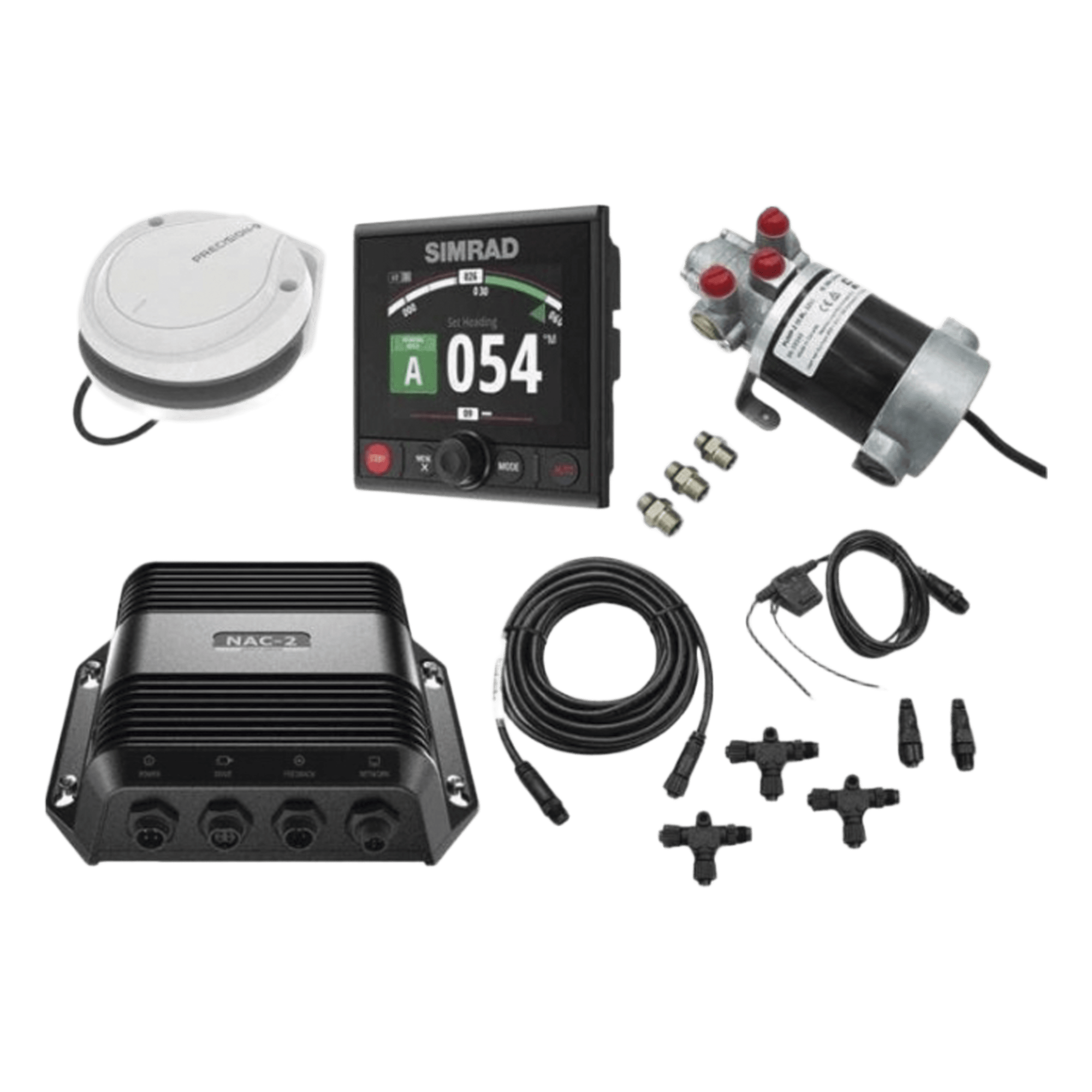 Piloto Automático para Embarcaciones / Controlador 4.1 Pulgadas / Bomba Hidráulica 80-250 cm³ / Brújula Precision-9 / NMEA 2000 / Hasta 10 m (32.8 ft) — SIMRAD · SKU 000-13291-002