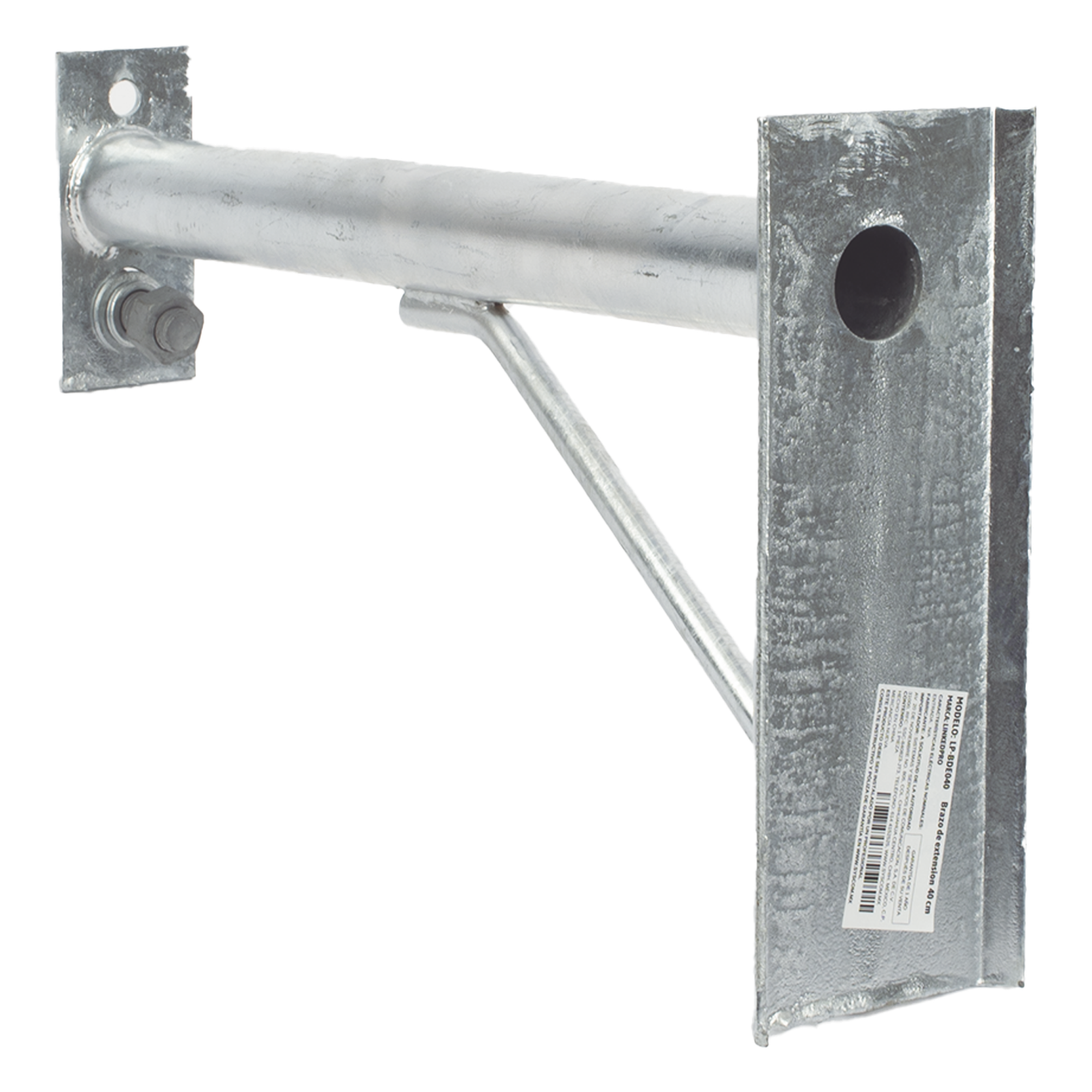 Brazo de Extensión para Fibra Óptica / 40 cm (15.7 in) / Acero Galvanizado en Caliente / 2 kg / Compatible con Herrajes Tipo J / ADSS y Mini-ADSS