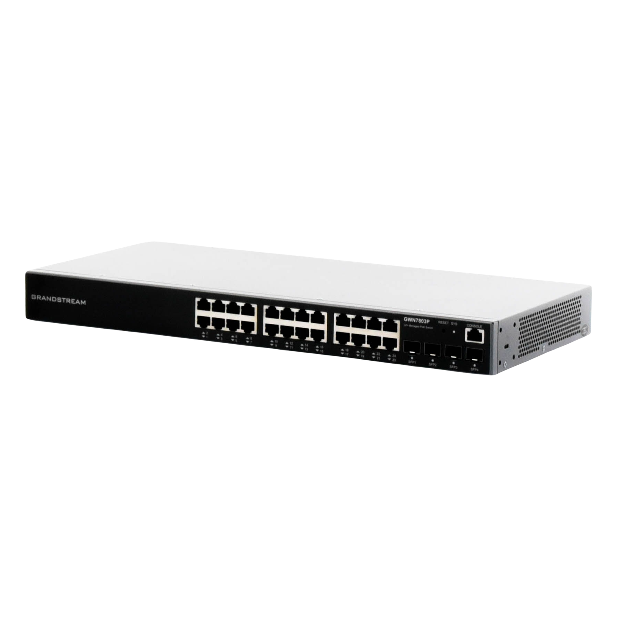 Switch PoE+ Administrable / 24 Puertos Gigabit / 4 SFP Uplink / 360W PoE Total / 56 Gbps Switching / Cloud Gratuito / Rack 19"