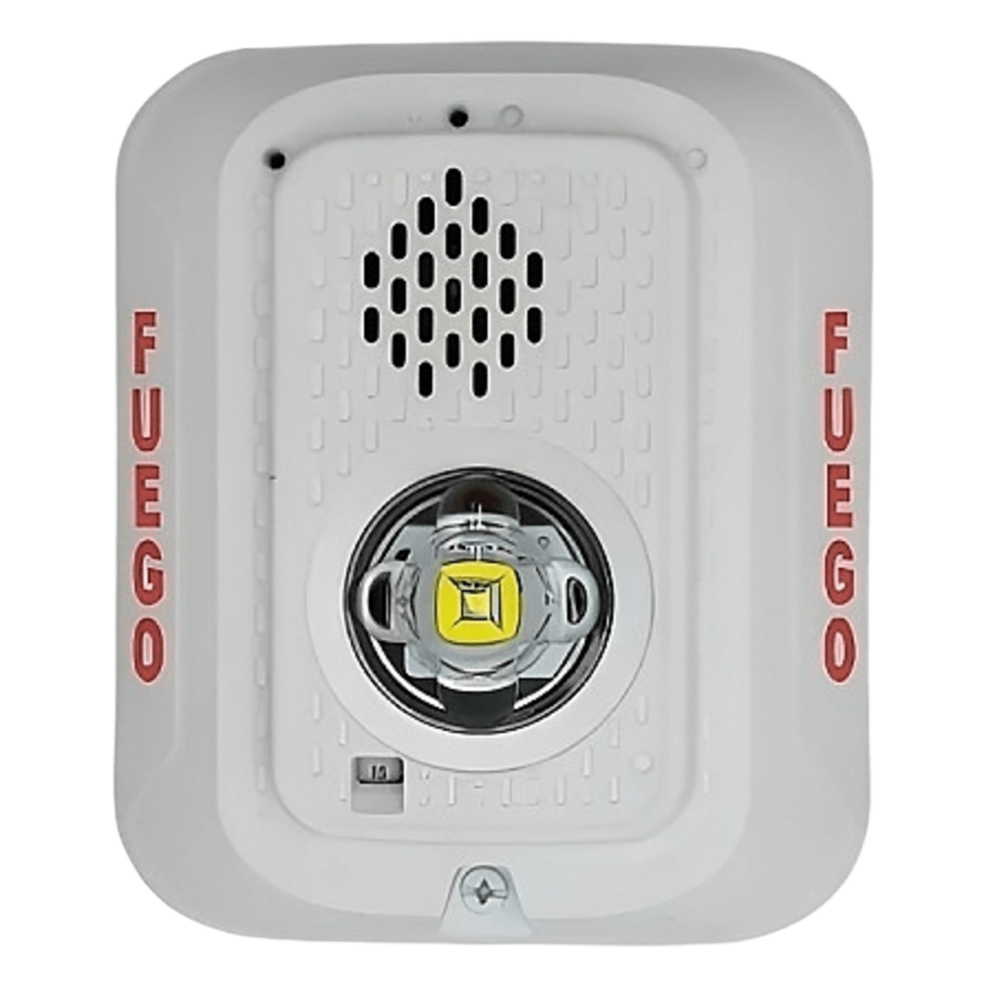 Sirena con Estrobo LED / 2 Hilos / Montaje en Pared / 24 Vcd / Candela Seleccionable / Texto en Español — SYSTEM SENSOR · SKU P2WLEDSP