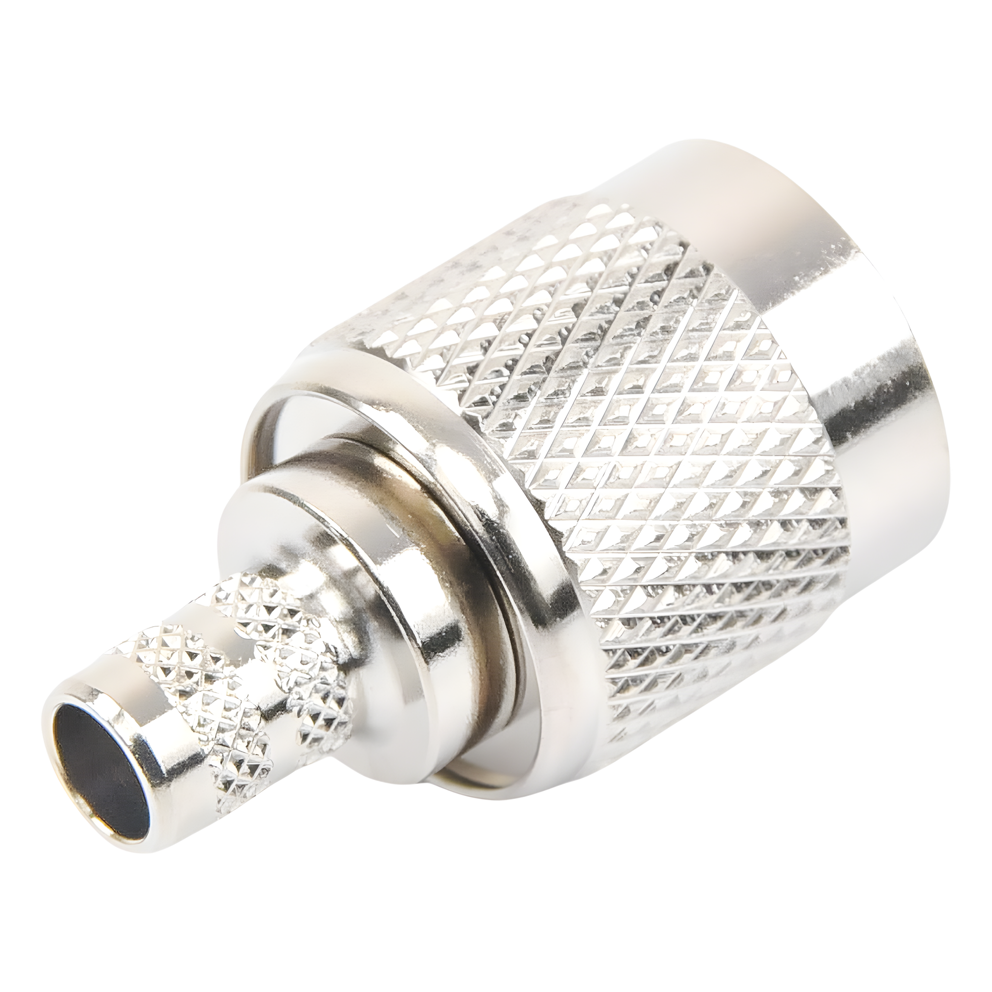 Conector TNC Macho / Anillo Plegable / LMR-240 RG-8/X Belden 9258 / Níquel Oro Delrin