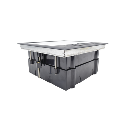 Caja de Piso para Cuatro Módulos Universales (Socket M4), para Alimentación Eléctrica y Redes de Datos (11000-43401) No Incluye Faceplates