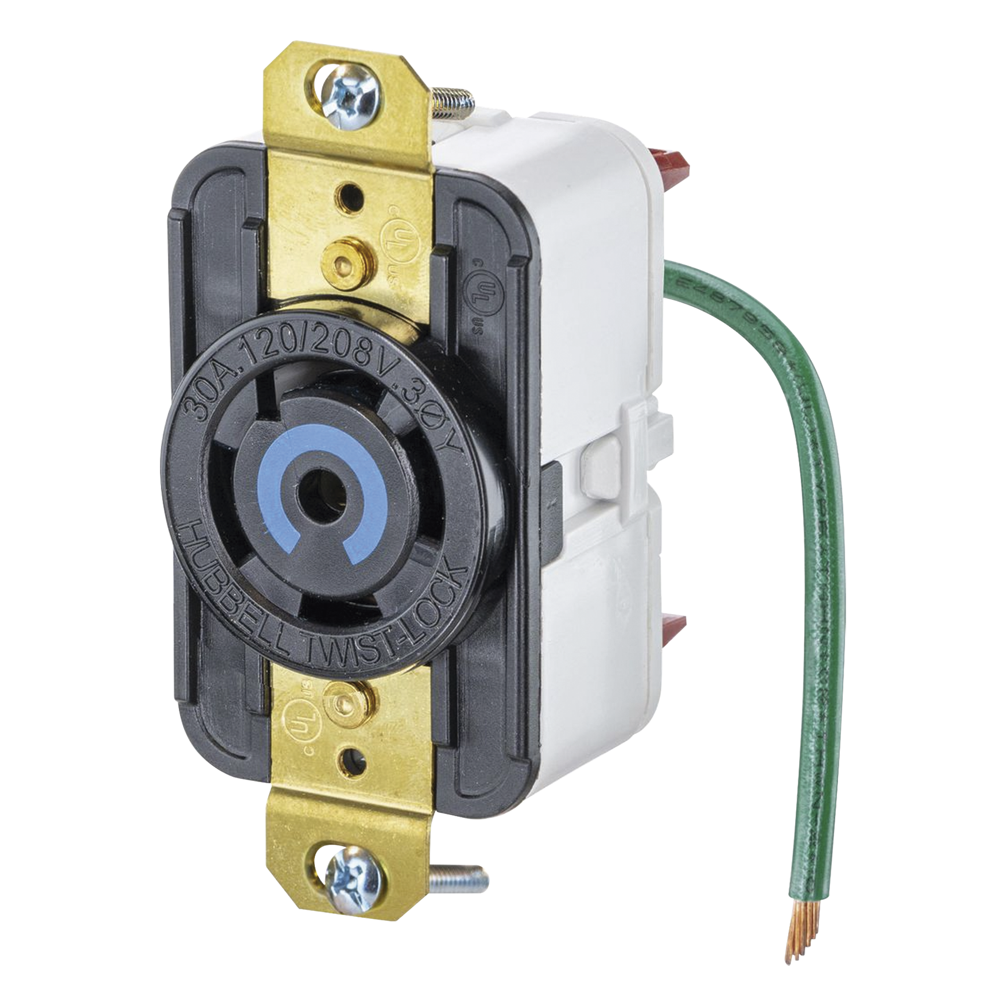 Receptáculo Industrial de Media Vuelta / 30 A / 120/208 V CA / 4 Polos / 5 Hilos / NEMA L21-30R / Interior Seco — HUBBELL · SKU HUB-HBL-2810-ST