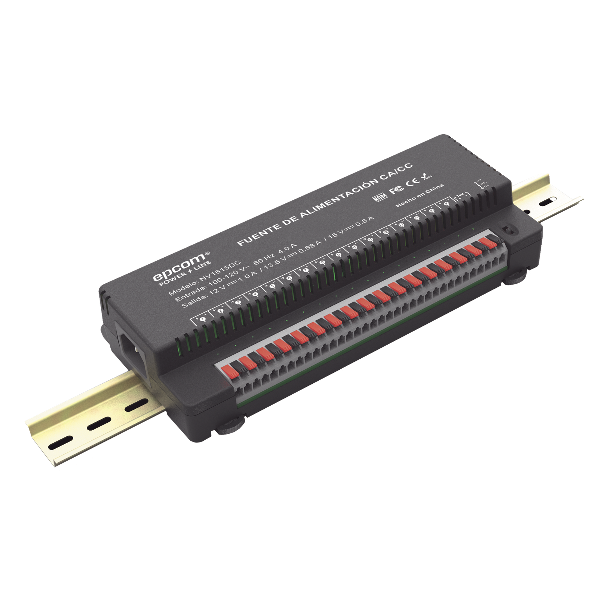 Fuente de Poder para 16 Cámaras / Salida Ajustable 12/13.5/15 Vcc / 16 A / 200 W / Montaje en Pared / Operación -20°C a 70°C