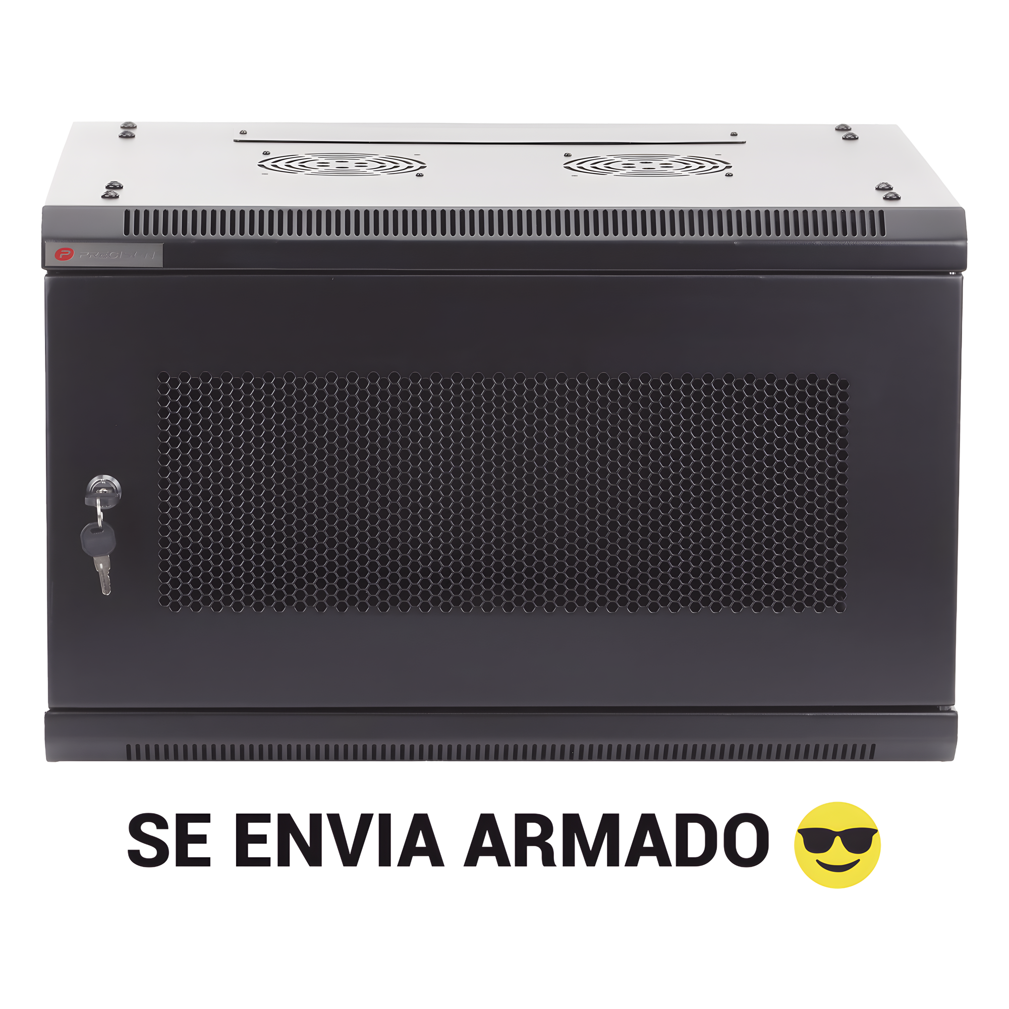Gabinete de Pared / 9UR / 19in / Cristal Templado / 450mm Profundidad / 60kg Carga / 1.65 x 1.97 x 1.48 pies — PRECISION · SKU PSTC-09-645-BDG