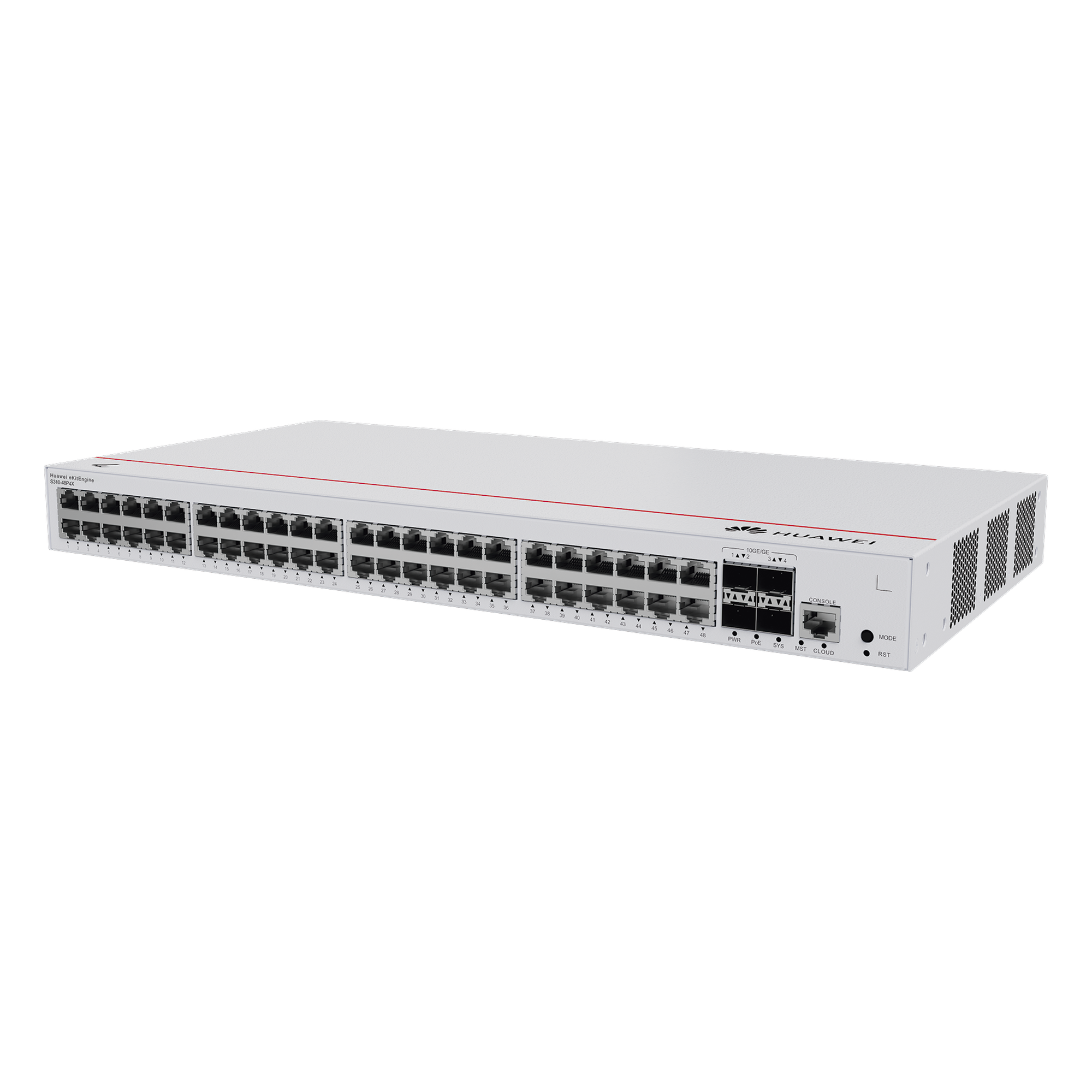 Switch PoE Administrable Capa 3 / 48 Puertos Gigabit PoE / 4 Uplink 10GE SFP+ / PoE Perpetuo / 380W / iStack / ERPS