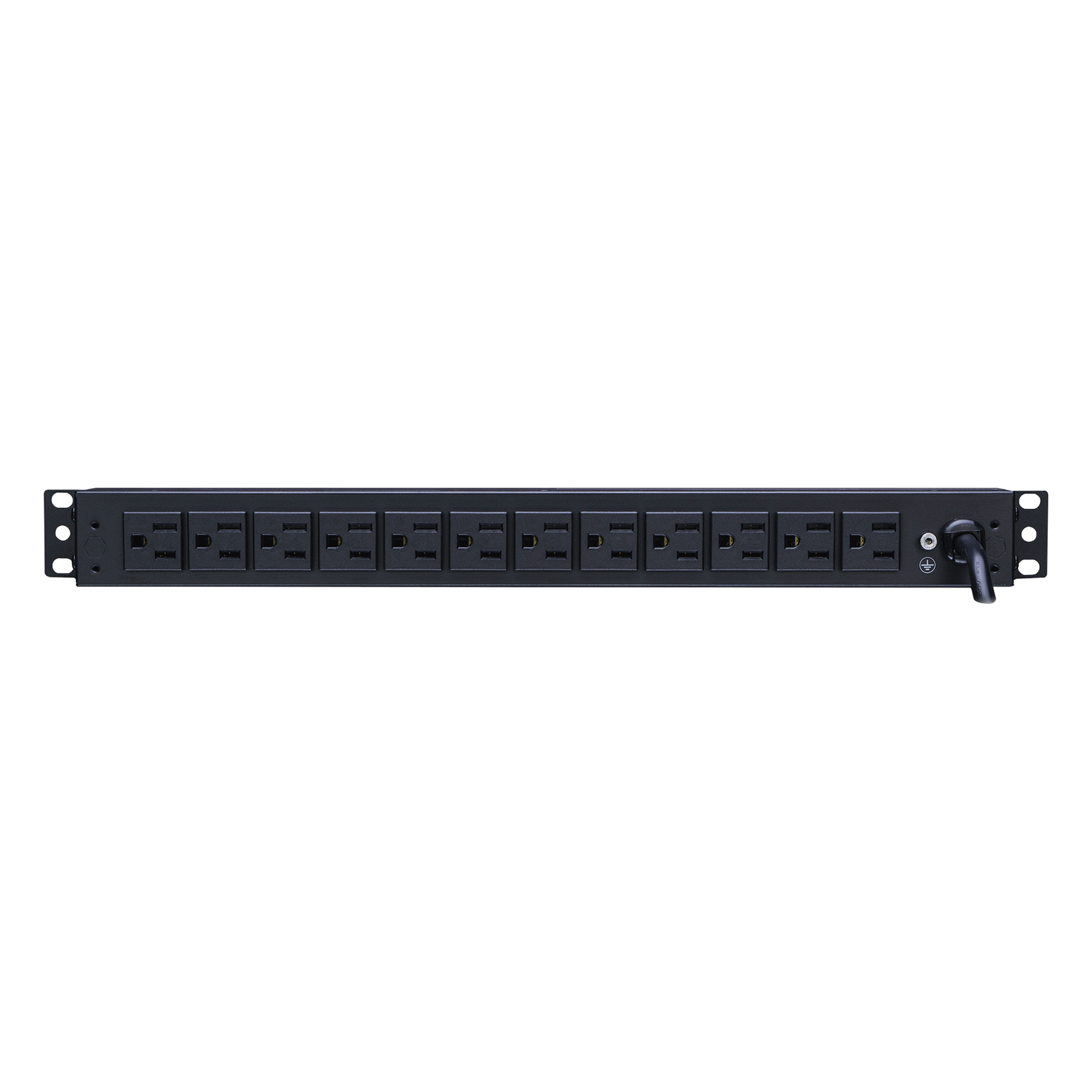 PDU Básico Rack / 12 Tomas NEMA 5-15R Traseras / 15 Amp / 120 Vca / 1UR / Cable 4.5 m (14.8 ft) — CYBERPOWER · SKU PDU15B12R