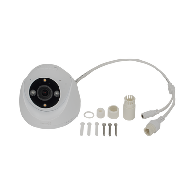Cámara IP Bullet PoE / 3 Megapixel 2K / Visión Nocturna Color 30 m (98.4 ft) / Detección IA Humano/Vehículo / Audio Bidireccional / Defensa Activa / IP67