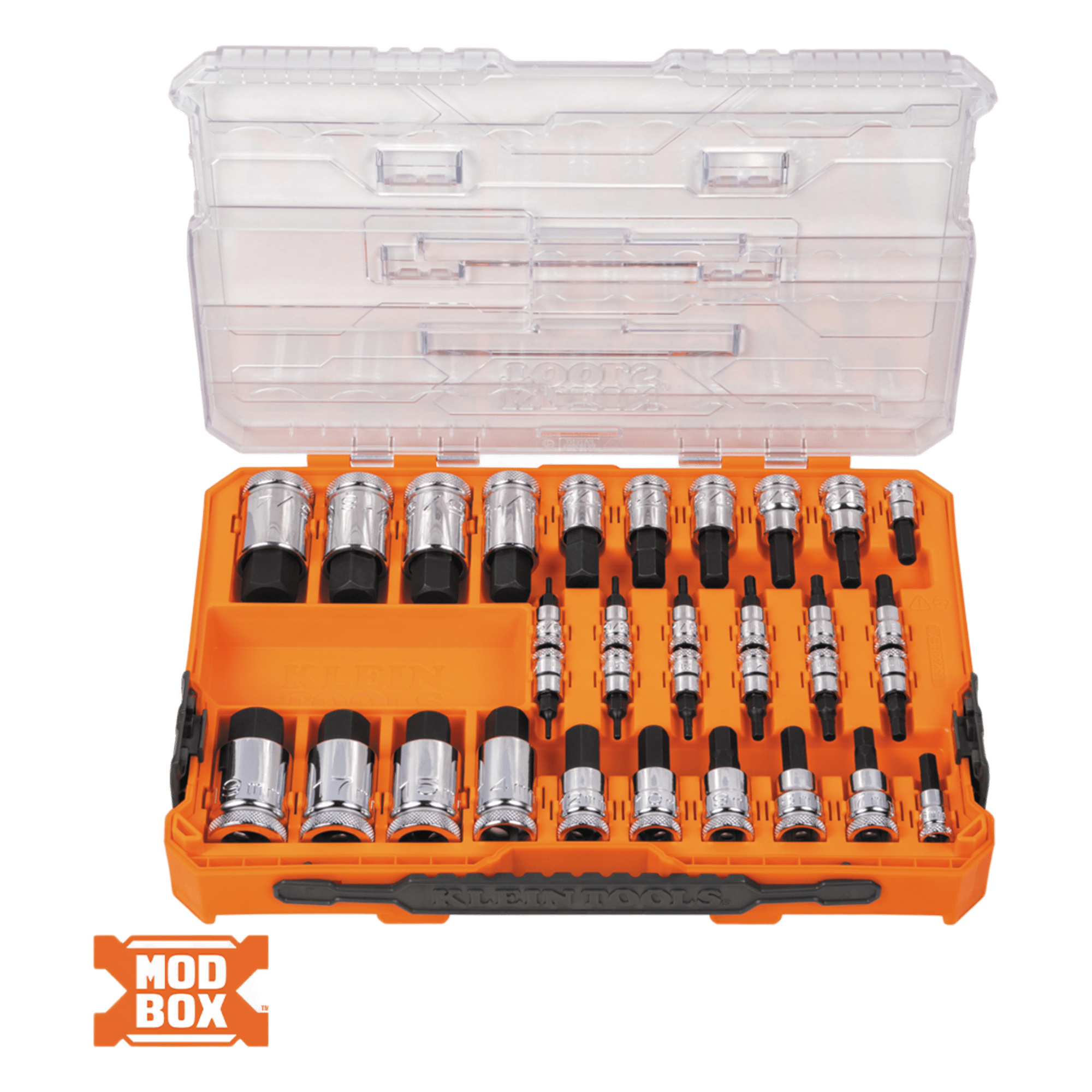 Juego de Dados Hexagonales / 32 Piezas / SAE-Métrico-Torx / Conducción 1/4", 3/8" y 1/2" / Acabado Moleteado — KLEIN TOOLS · SKU 65233-HEX