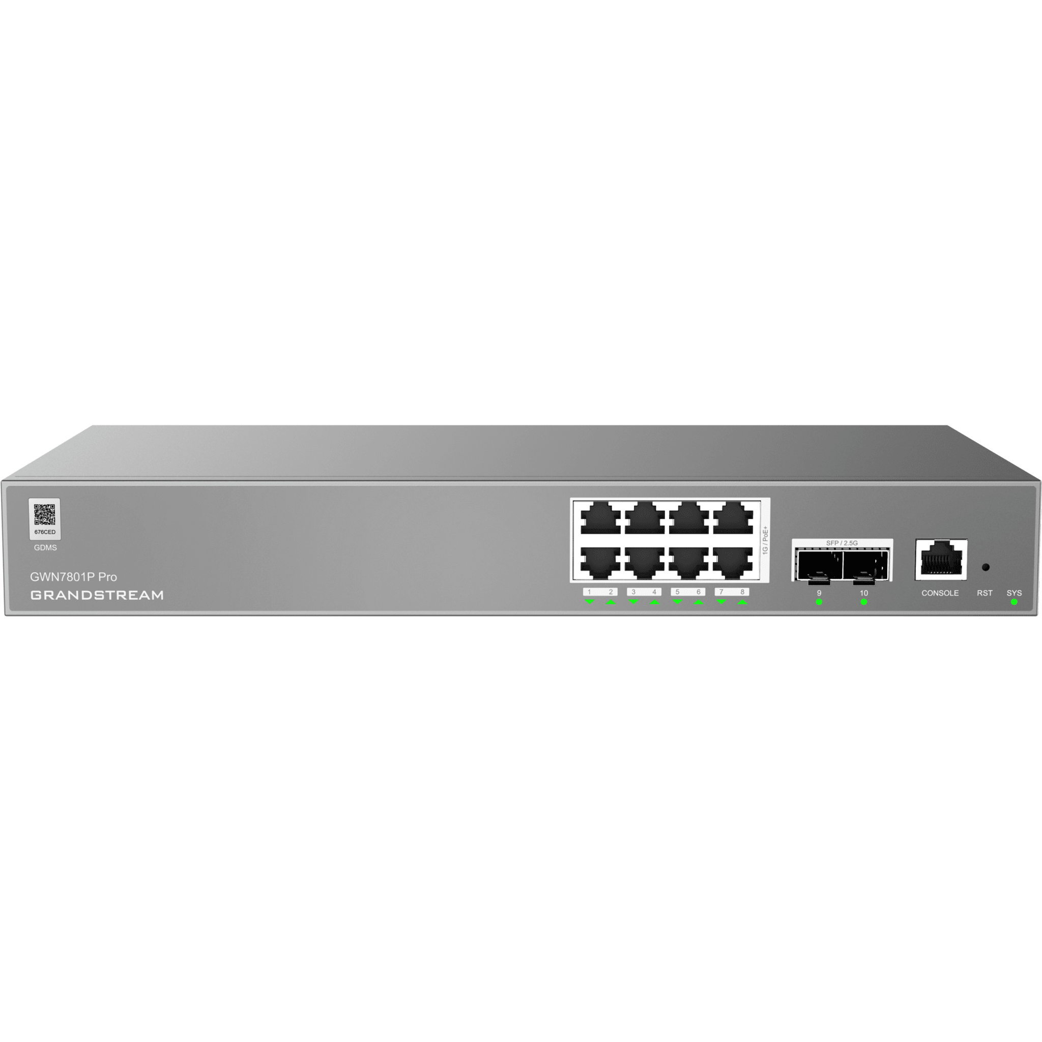 Switch de Red Empresarial L2++ / Serie GWN7800 Pro / 8 Puertos Gigabit PoE 120W / 2 Puertos 2.5GG SFP / Gestión Cloud GDMS / VLAN 4K / QoS Avanzado / Seguridad Integral