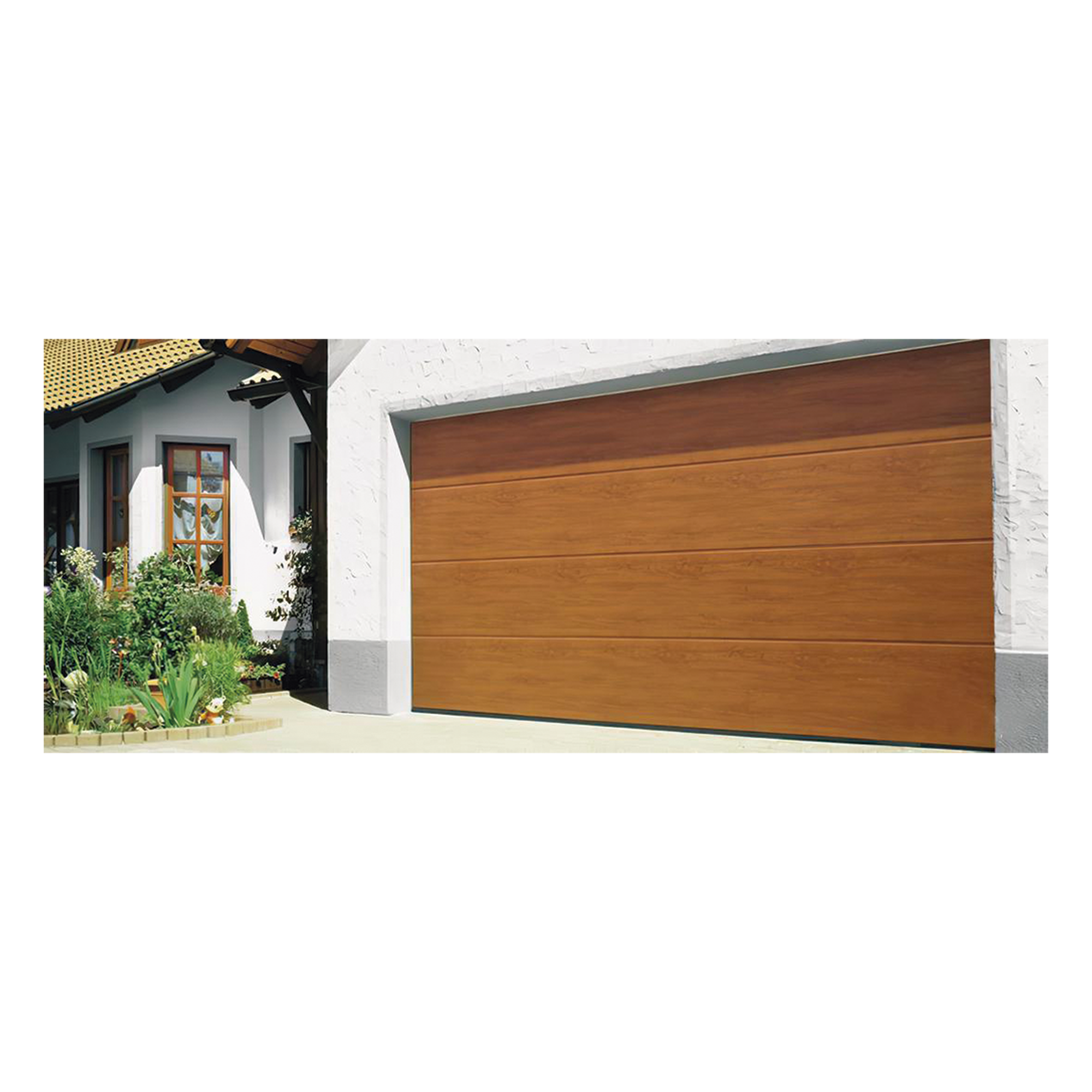 Puerta de Garage / 8x7 pies / Aislada / Imitación Madera Golden Oak / Estilo Americano / 4 Secciones — ACCESSPRO · SKU GARAGE87-W