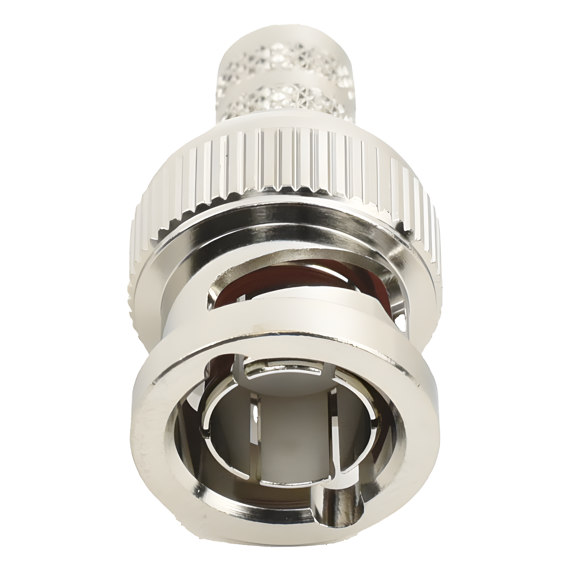 Conector Coaxial BNC Macho / Impedancia 75 Ohm / Anillo Plegable / RG-6 / 25 mm / Níquel-Oro-Teflón — RF INDUSTRIES,LTD · SKU RFB-1707-Q