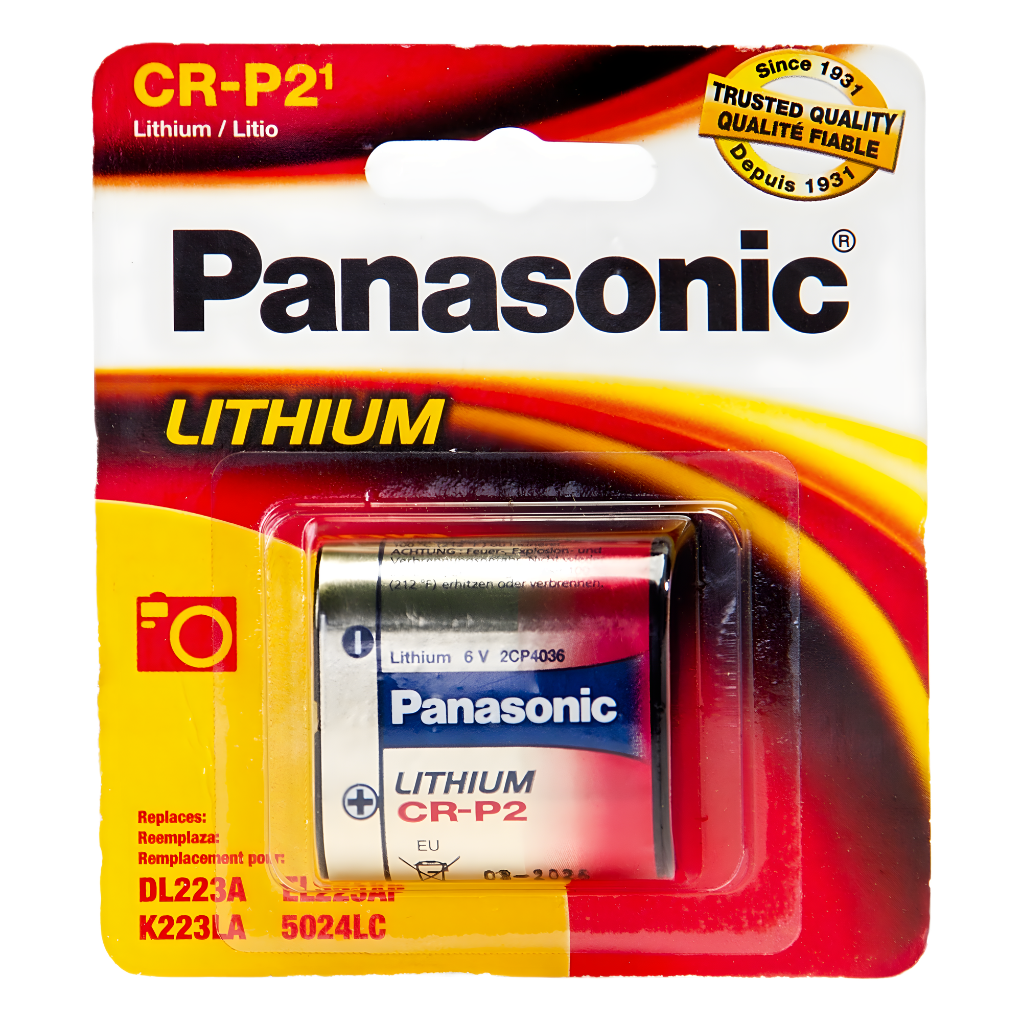 Batería de Litio / 6V / 1550 mAh / Li/MnO₂ / -40°C a 70°C / Baja Autodescarga — PANASONIC · SKU CRP2/PA