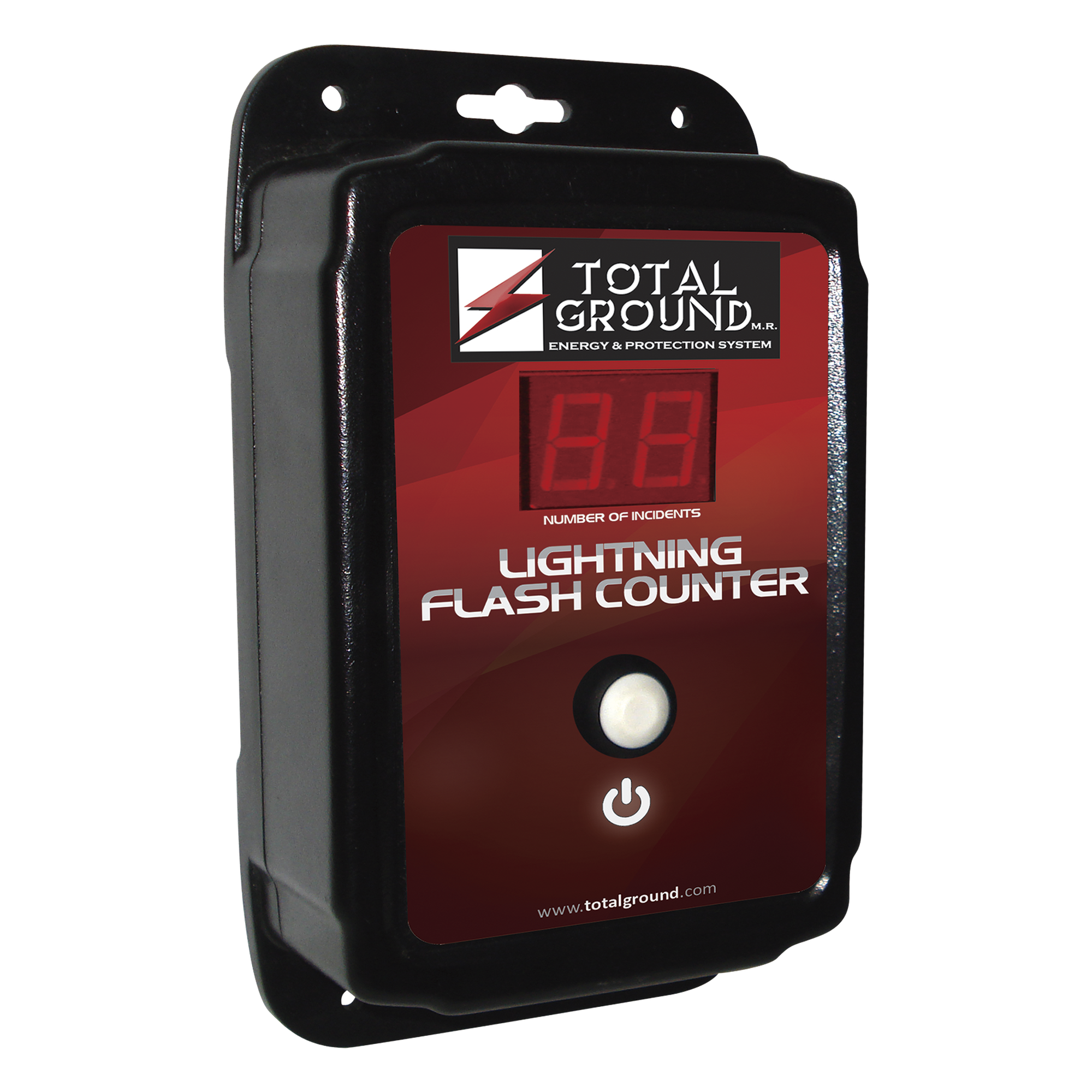 Contador de Descargas Atmosféricas / Detección Electrónica de Impactos / Instalación a 2 m (6.6 ft) / Cumplimiento Normativo UNE 21.186 y NFC 17.102 — TOTAL GROUND · SKU TG-CDA