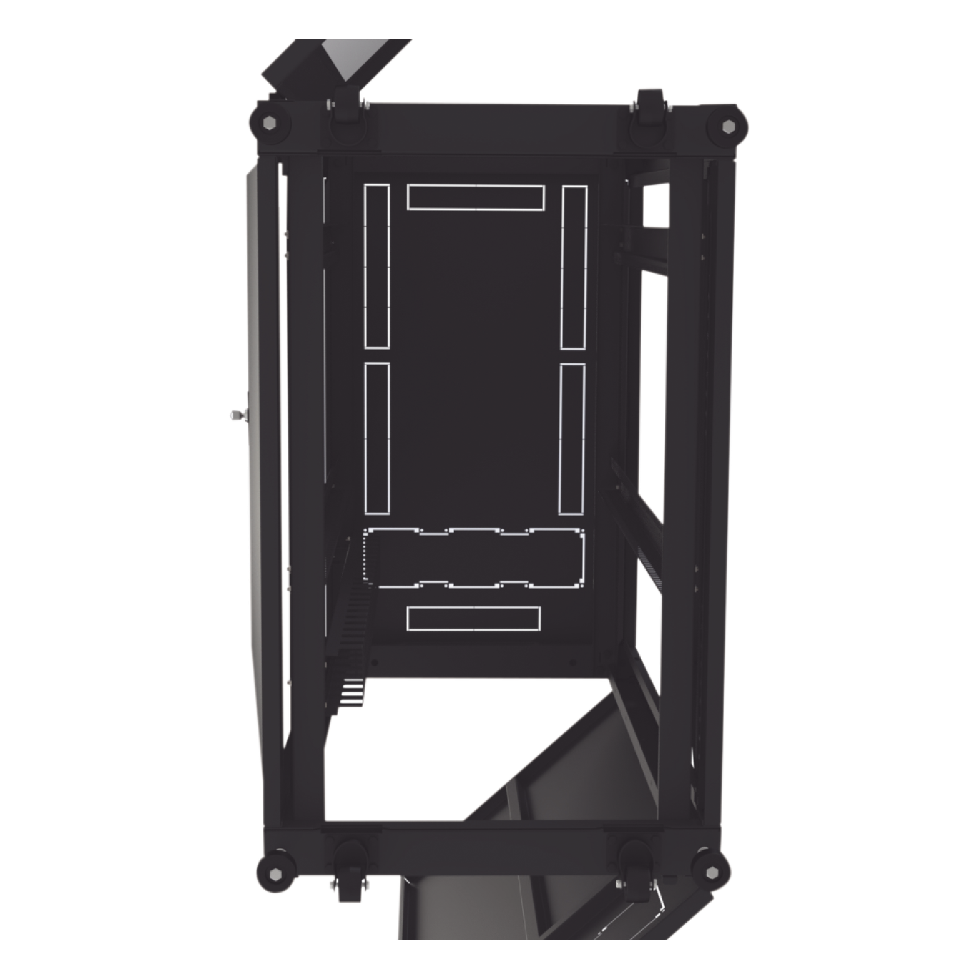 Gabinete de Piso para Telecomunicaciones / 24 UR / 600 x 1000 mm / Puerta con Cristal Templado / Cierre 3 Puntos / Postes Ajustables