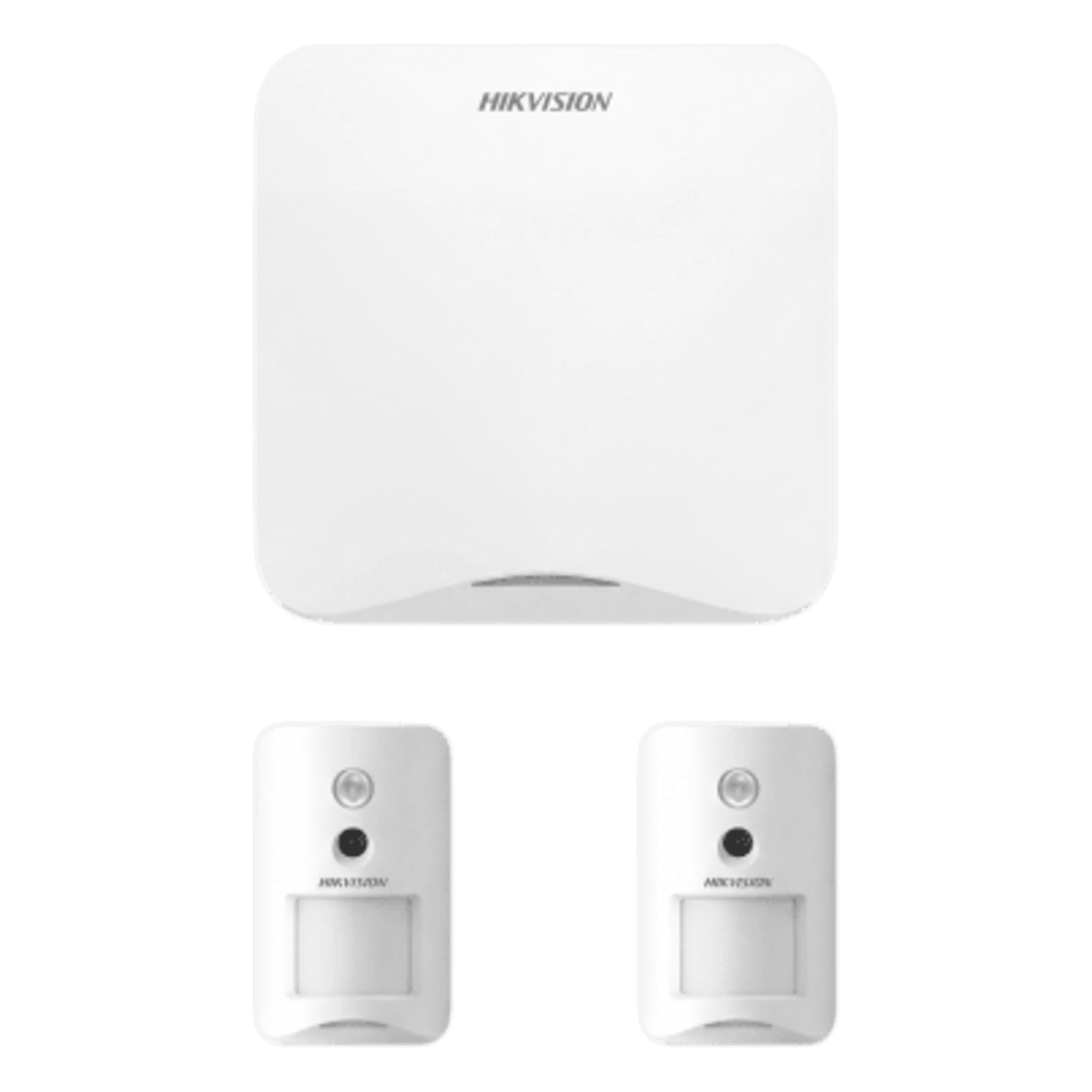 Kit de Alarma Inalámbrico / Wi-Fi 2.4 GHz y GSM 3G/4G / 16 Zonas Configurables / 2 Cámaras PIR con Verificación Visual / Alcance Radio 1200 m / Inmunidad Mascotas 24 kg — HIKVISION · SKU AXHOME-KIT-GSM-PIR-CAM