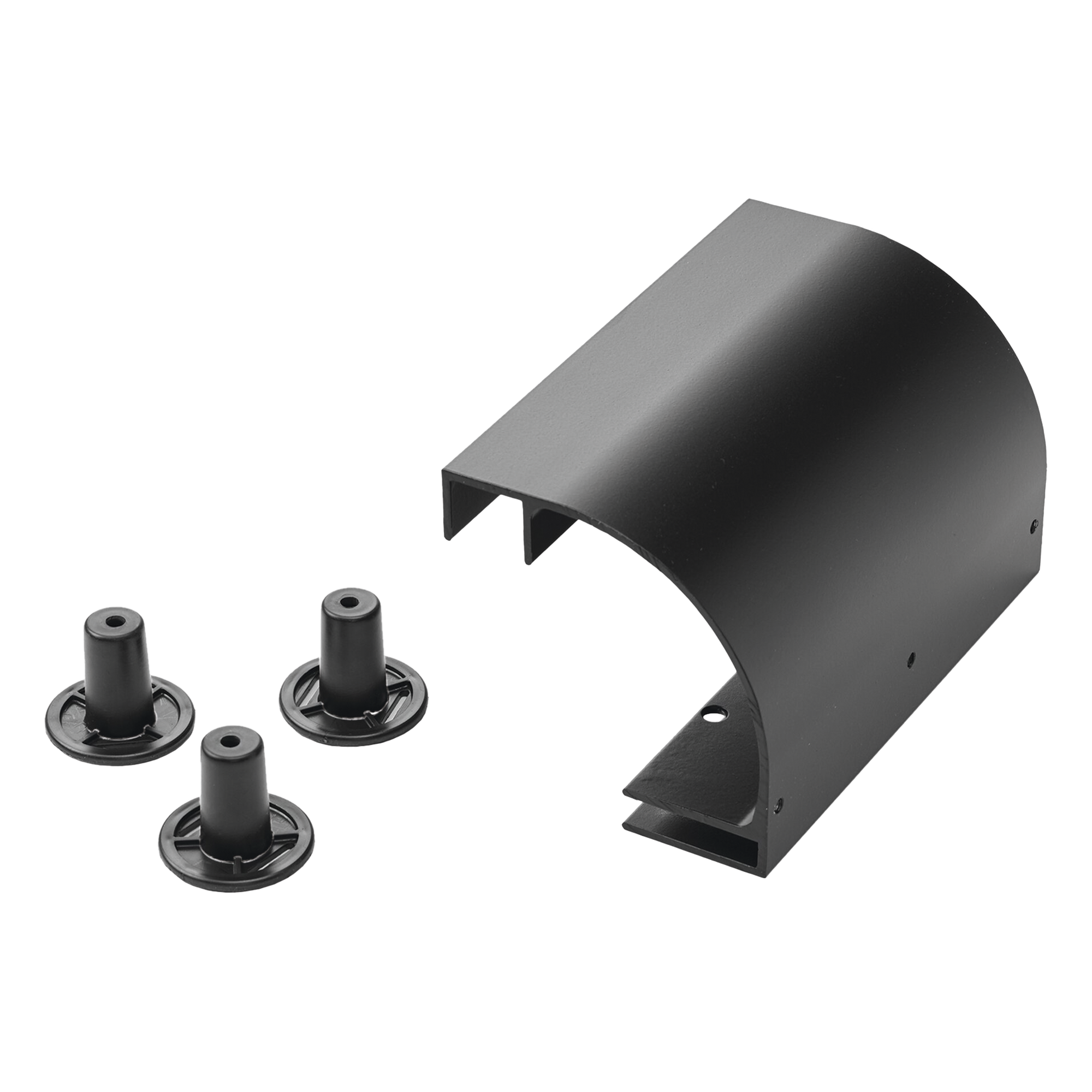 Kit de Bajada de Cable / Escalerilla 12" (305 mm) / Aluminio Recubierto en Polvo / RAL 9005 Negro / Grosor 2.5 mm / Radio de Curvatura Integrado — HOFFMAN · SKU LSRDBLK