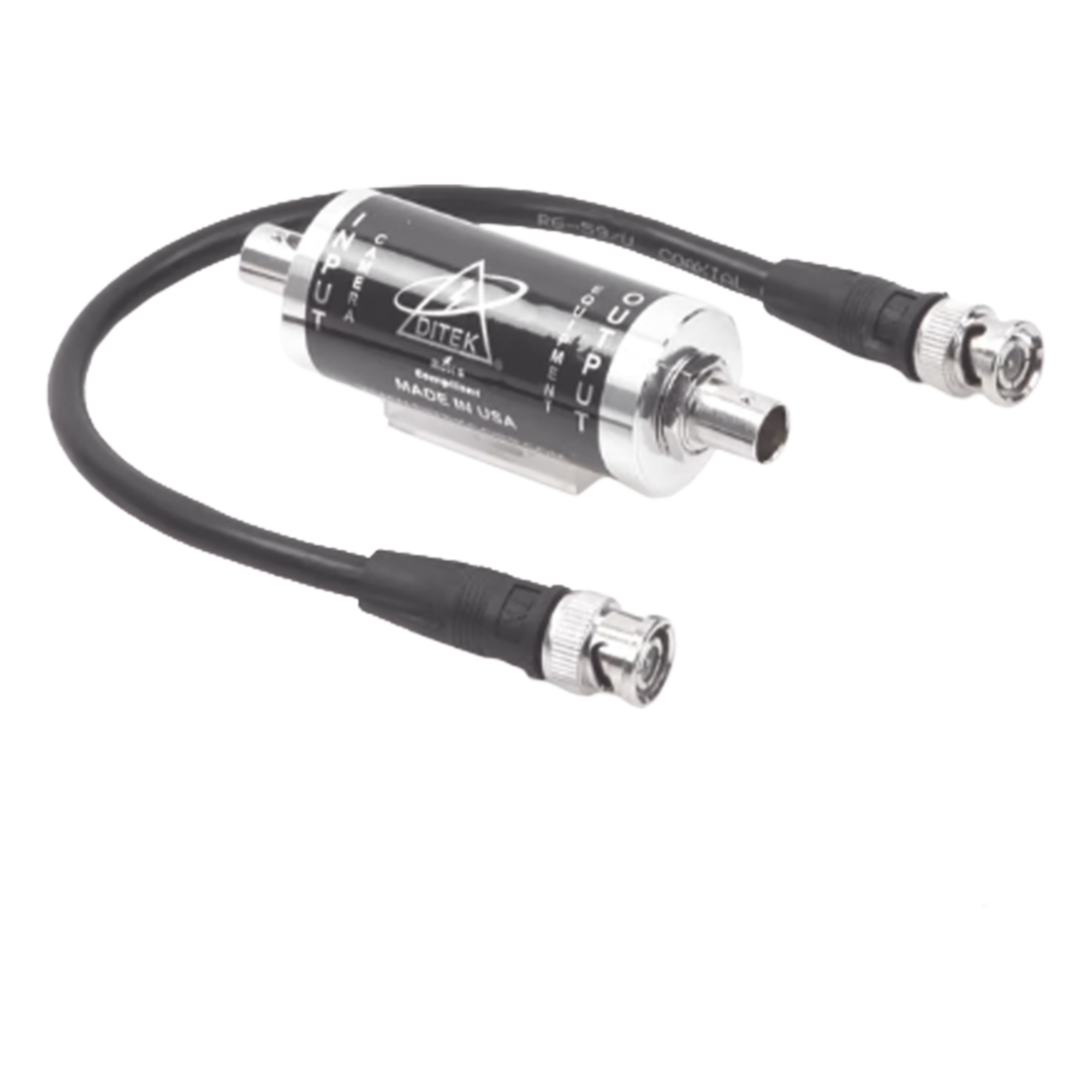 Protector Coaxial BNC / 20,000 A / 75 Ohms / 0-10 MHz / 3.58 x 1.1 pulgadas / -40°F a 158°F — DITEK · SKU DTK-IBNC
