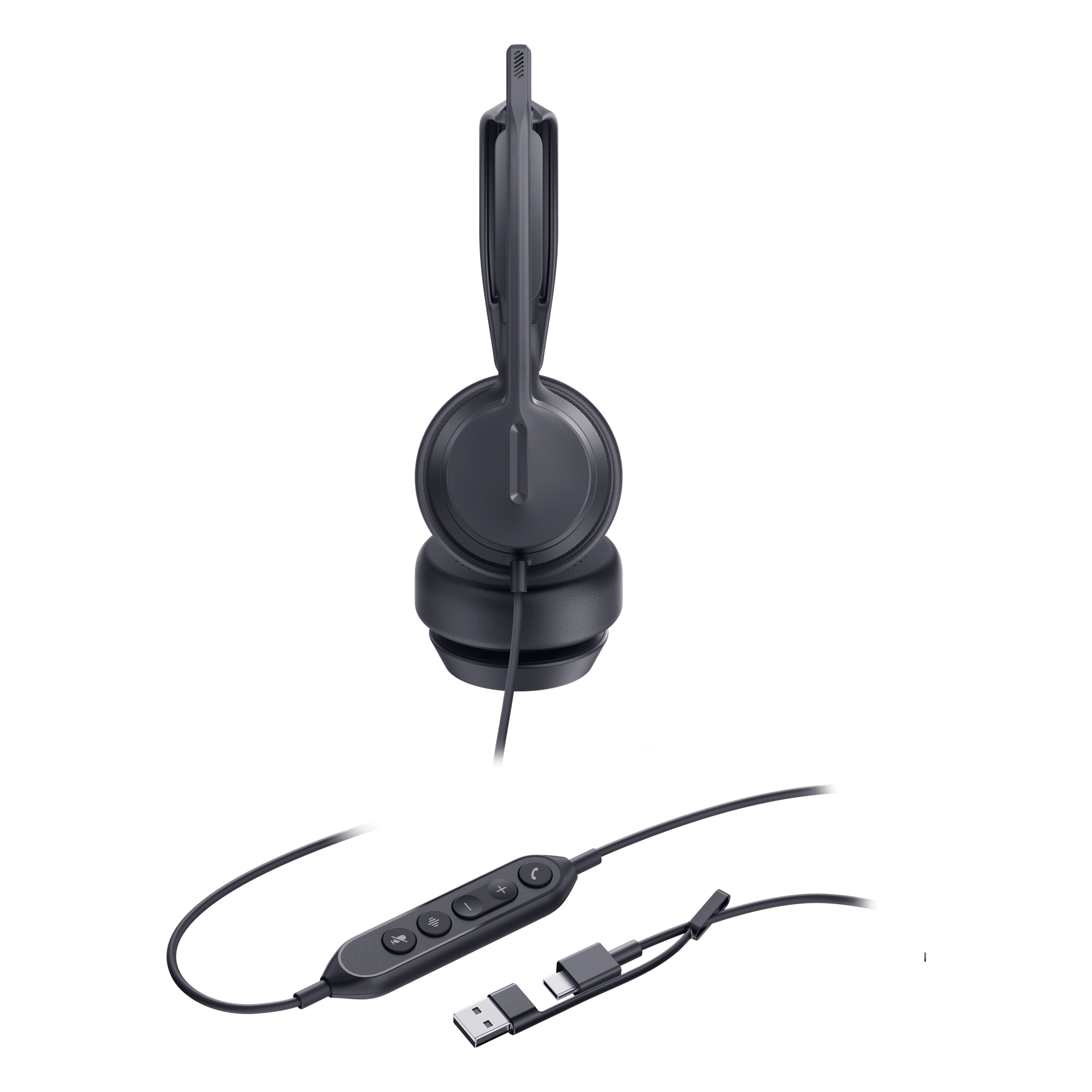 Auricular USB Profesional / Cancelación de Ruido con IA / Altavoz 35 mm con EQ Dinámico / USB-C con Adaptador USB-A / Control Integrado de Llamadas