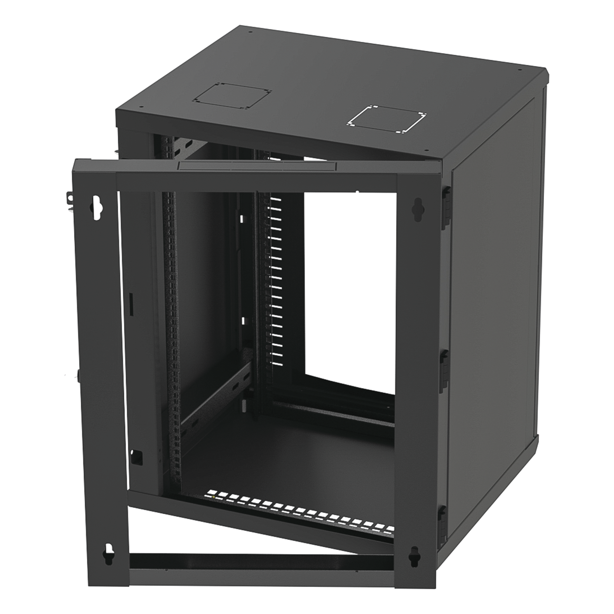Gabinete de Pared Abatible / Rack 19" 16U / Cristal Templado / Carga 70 kg / Ventilación Opcional