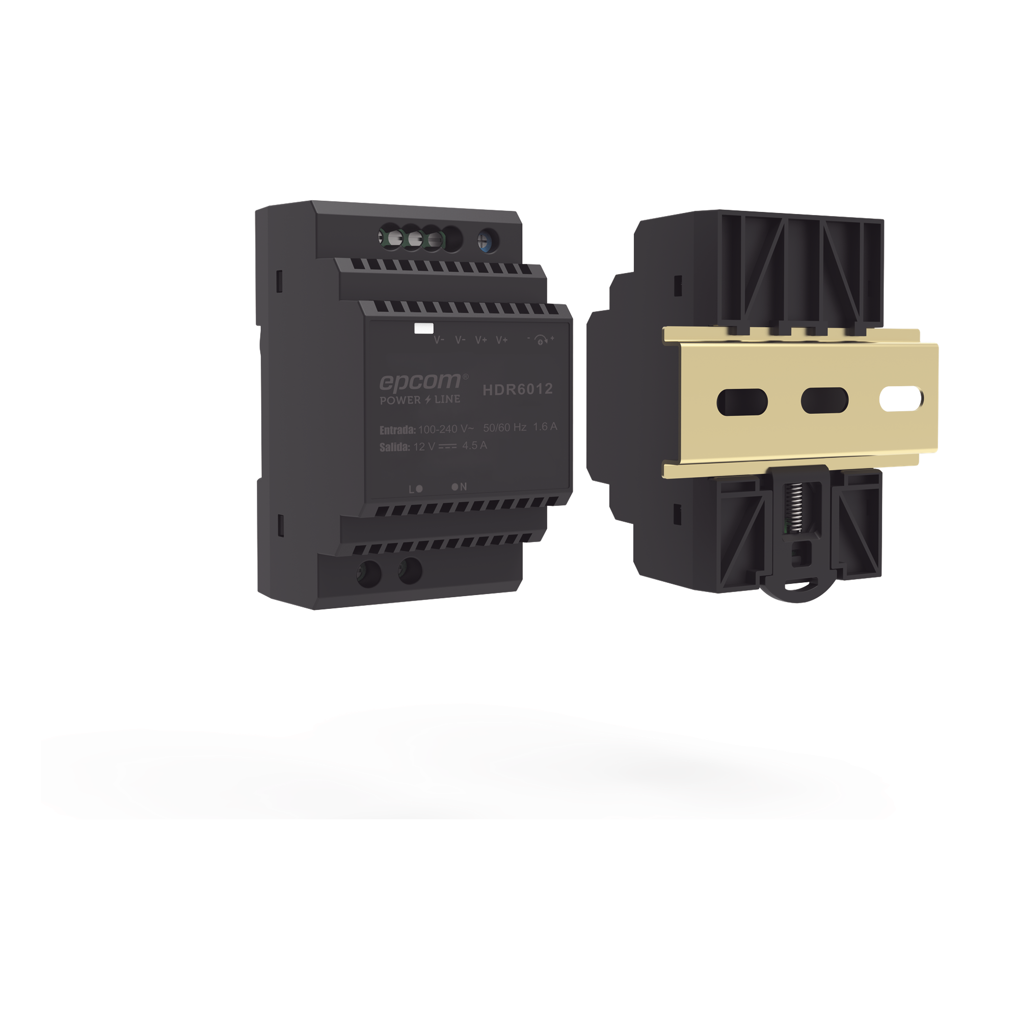 Fuente de Poder Industrial / Entrada 100-240 Vca / Salida 15 Vcc 4 A 60 W / Riel DIN / -20°C a 45°C — EPCOM POWERLINE · SKU HDR-6012