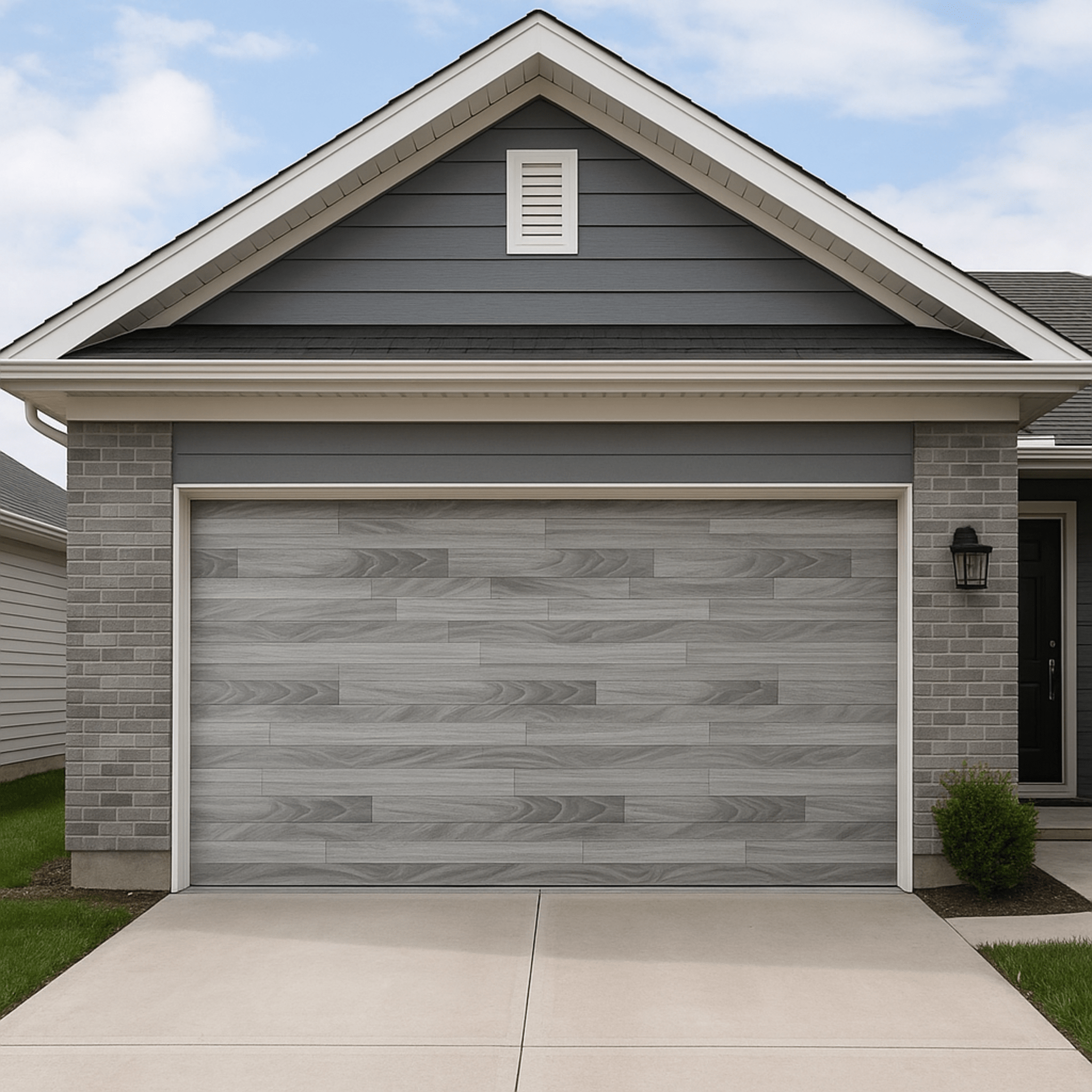 Puerta de Garage de Alta Calidad / Estilo Americano / Acabado Laminado PREMIUM / Color Gris / 12x8 Pies.