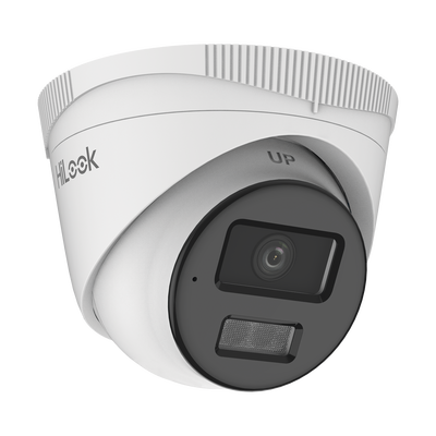 [Dual Light] Turret IP 4 Megapixel  / Lente 2.8 mm / 20 mts IR + 20 mts Luz Blanca / Micrófono Integrado / ACUSENSE Lite / Exterior IP67 / PoE / dWDR / H.265+ / ONVIF