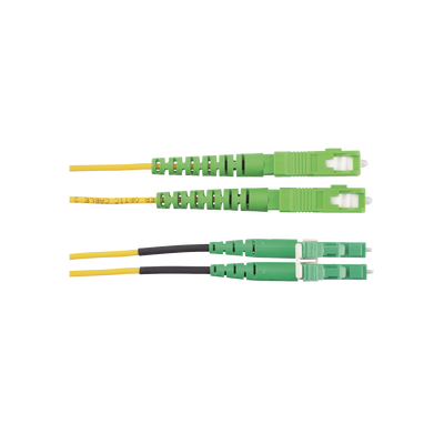 Jumper de Fibra Optica Monomodo 9/125 OS2, SC/APC-LC/APC Duplex, OFNR (Riser), Color Amarillo, 2 Metros (6.56 Pies)