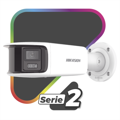 [FlexVu] [PROTECCIÓN ACTIVA] Bala IP Panorámica 8 Megapixel (4K) / 2 Lentes 4 mm (180°) / Imagen a Color 24/7 (ColorVu) / PoE / WDR 130° / IP67 / ACUSENSE / Luz Estroboscópica y Alarma Audible / 40 mts Luz Blanca / Micro SD