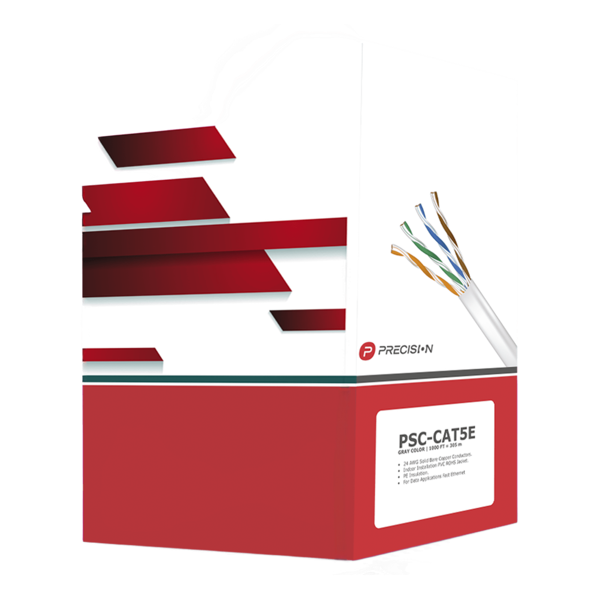 Bobina de Cable UTP / Cat5e / 4 Pares / 305 m (1000 pies) / 24 AWG / 100% Cobre / PVC / Interior — PRECISION · SKU PSC-CAT5E