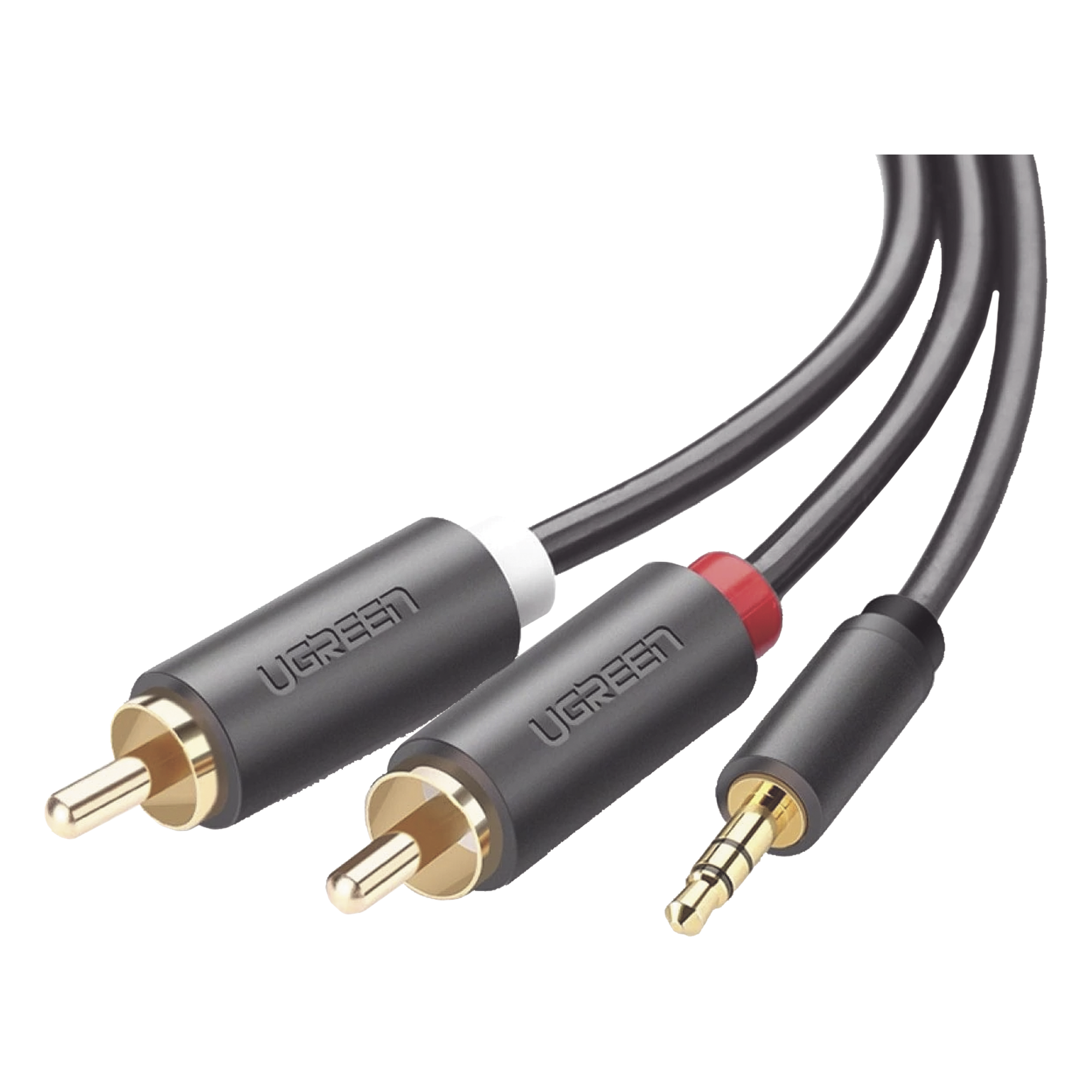 Cable de Audio / 3.5mm Macho a 2 RCA Macho / 3 m (9.84 pies) / Blindaje Múltiple / Conectores Chapados en Oro / TPE Ecológico — UGREEN · SKU 10512