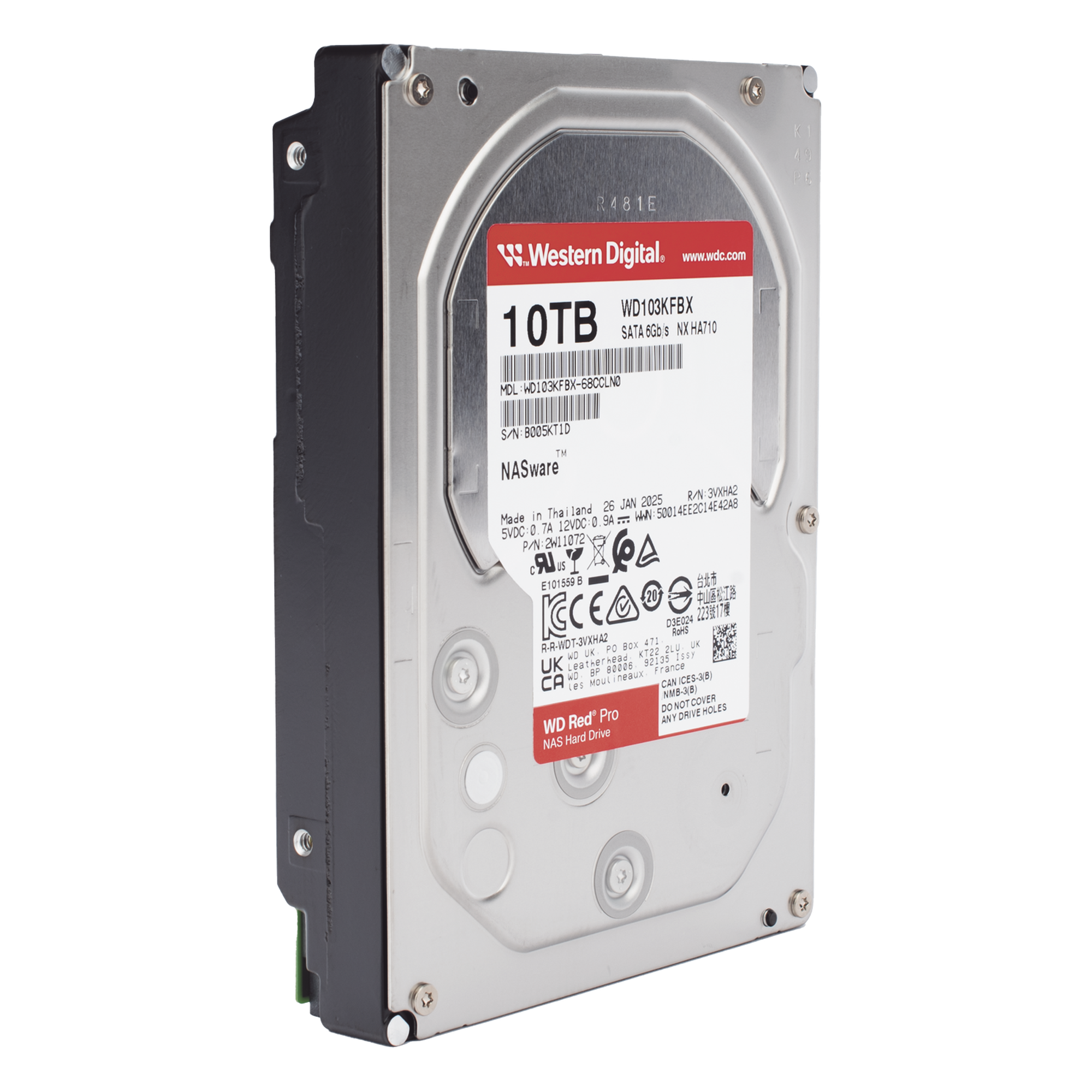 Disco Duro para NAS / 10 TB / 7200 RPM / SATA III 6 Gb/s / Caché 128 MB / Hasta 16 Bahías