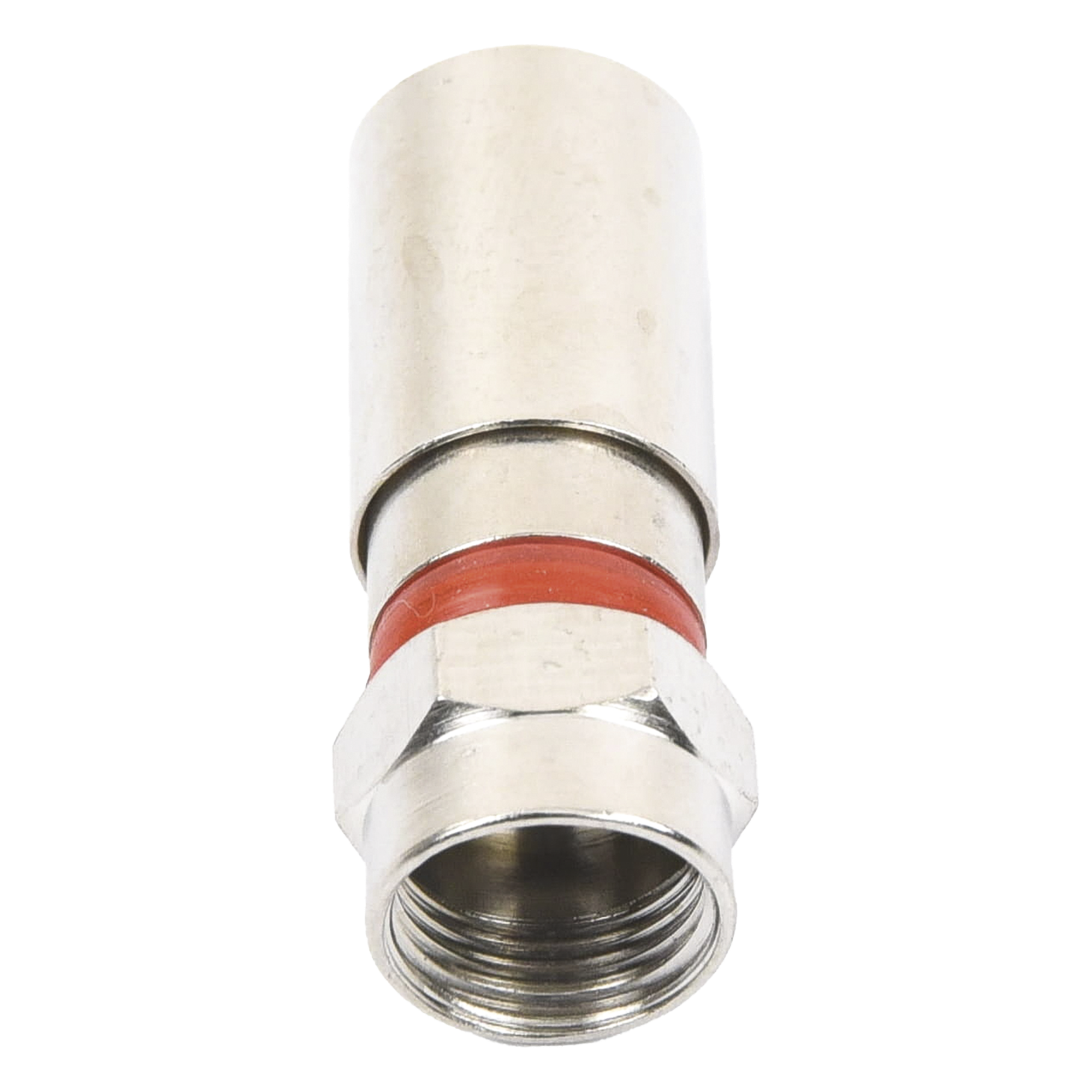 Conector F Macho / Compresión en Línea / Cable RG-59 / Cuerpo Bronce Niquelado / Contacto Oro 24k / Aislante Teflón