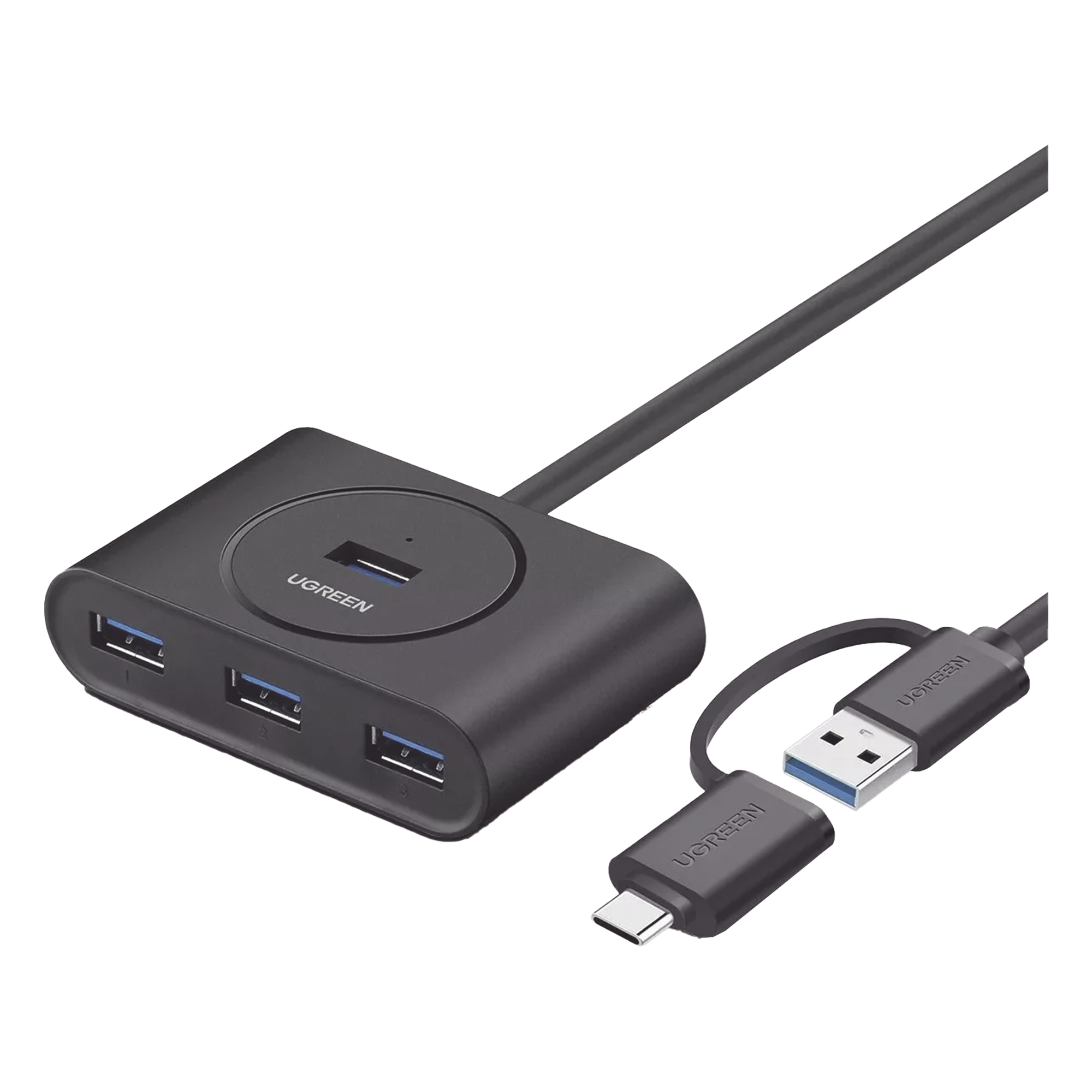 HUB USB 3.0 / 4 Puertos USB-A / 5Gbps / Cable 25cm (0.82ft) / USB-C y USB-A / Micro USB Power — UGREEN · SKU 40850