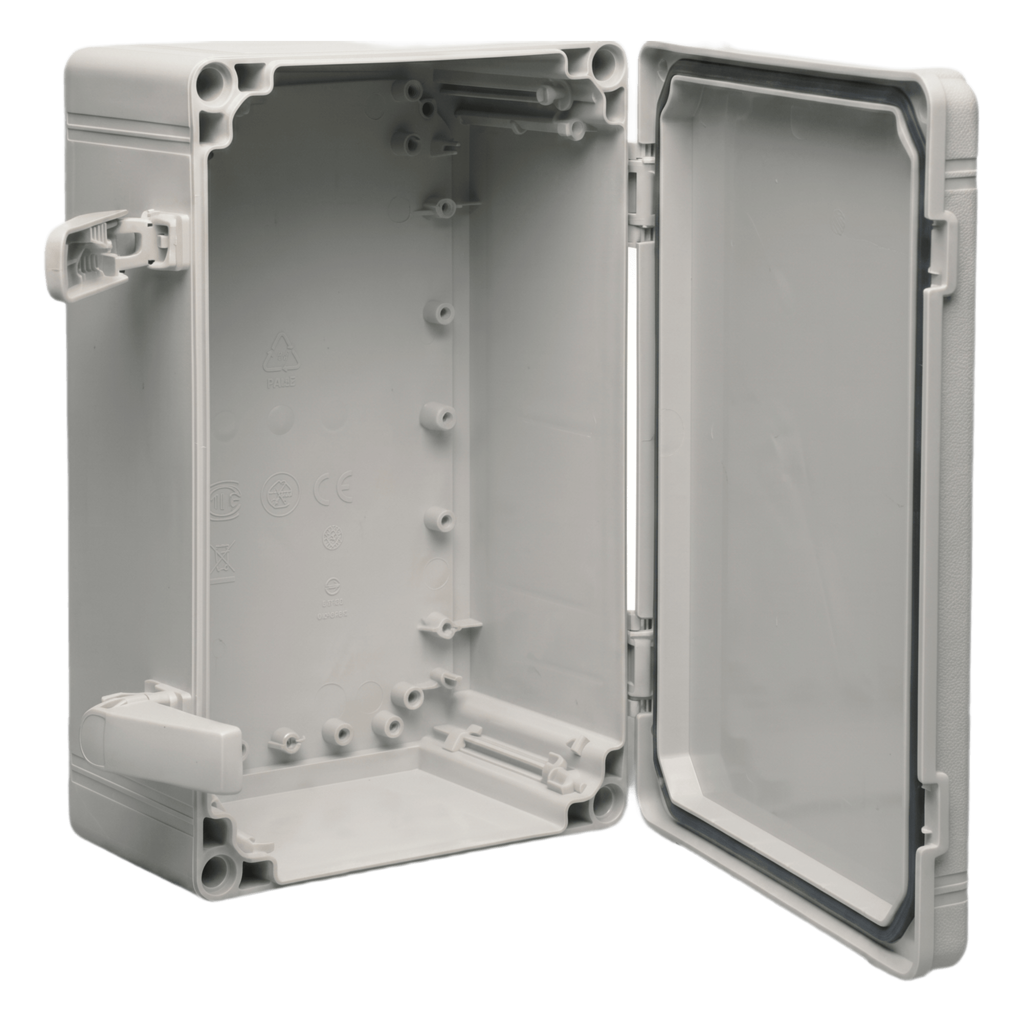 Gabinete Industrial Tipo 4X / ABS / IP66 / 400 x 300 x 180 mm (15.75 x 11.81 x 7.09 in) / Tapa Opaca con Tornillos / RAL 7035 / Panel Ajustable — HOFFMAN · SKU Q403018ABI