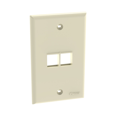 Placa de Pared Vertical, Salida Para 2 Puertos Keystone, Color Marfil