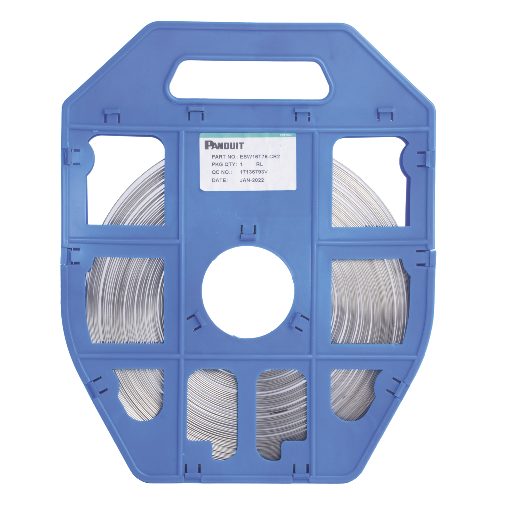 Fleje de Acero Inoxidable / 16 mm (5/8) de Ancho / 0.75 mm de Espesor / Rollo 30.5 m (100 ft) / Uso Industrial Pesado — PANDUIT · SKU ESW16T76-CR2