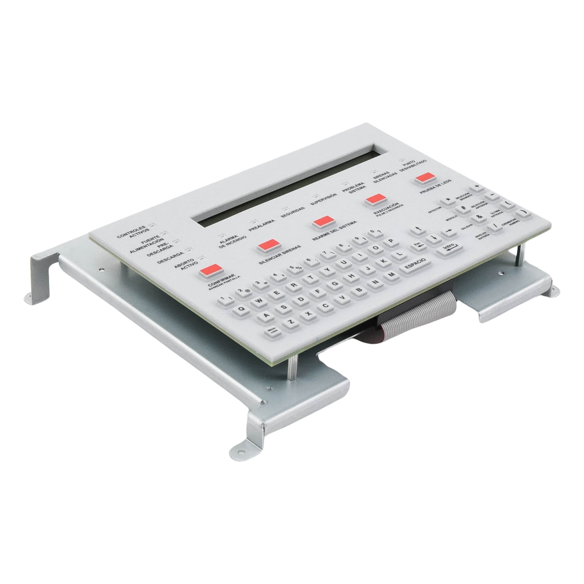 Teclado LCD para Panel de Incendio / Pantalla Retroiluminada 80 Caracteres / Teclado QWERTY / 12 LEDs de Estado / Español / Serie ONYX