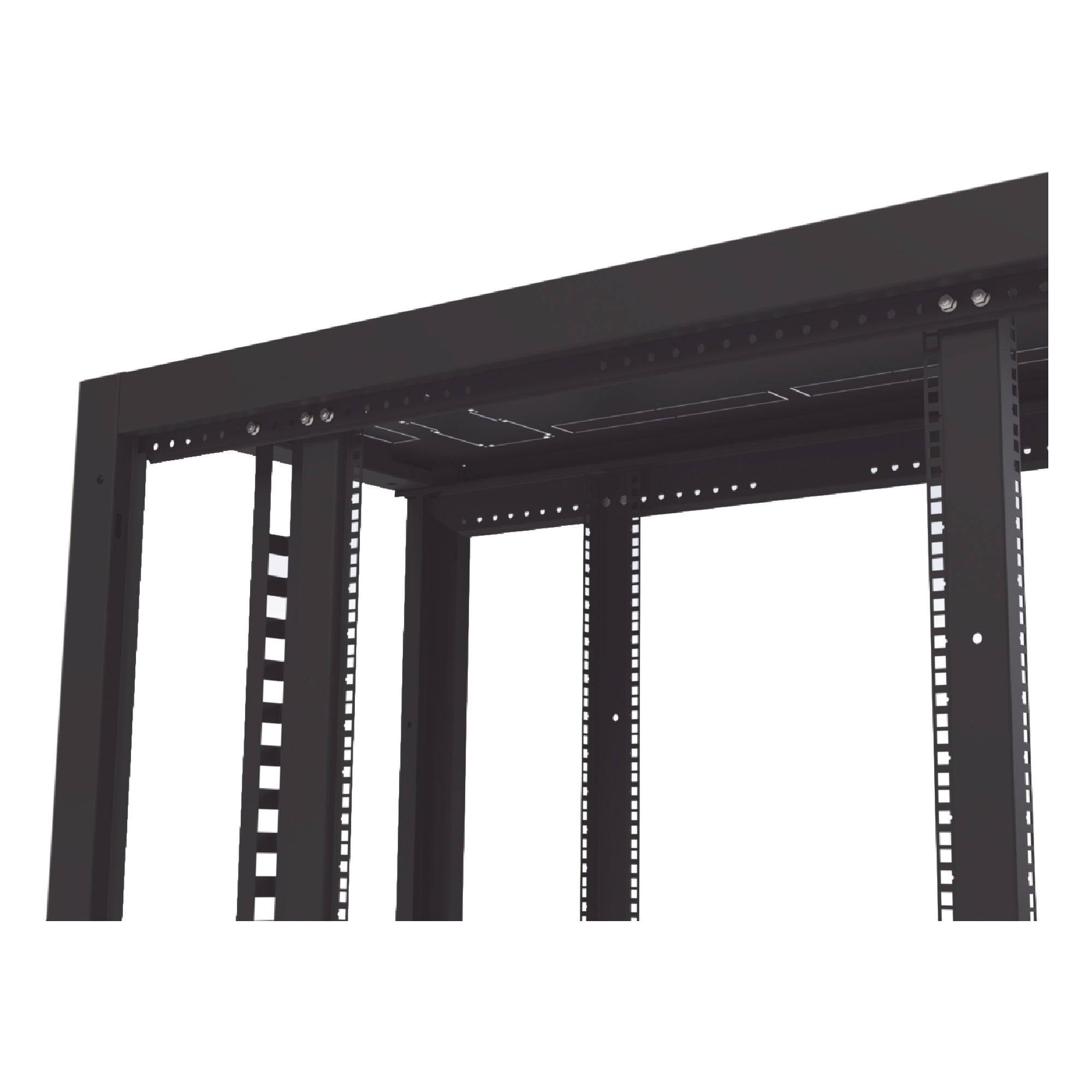Gabinete de Piso para Telecomunicaciones / 45 UR / 1200 mm (3.94 ft) Profundidad / Carga 1300 kg / Puerta con Cristal Templado / 4 Postes Ajustables