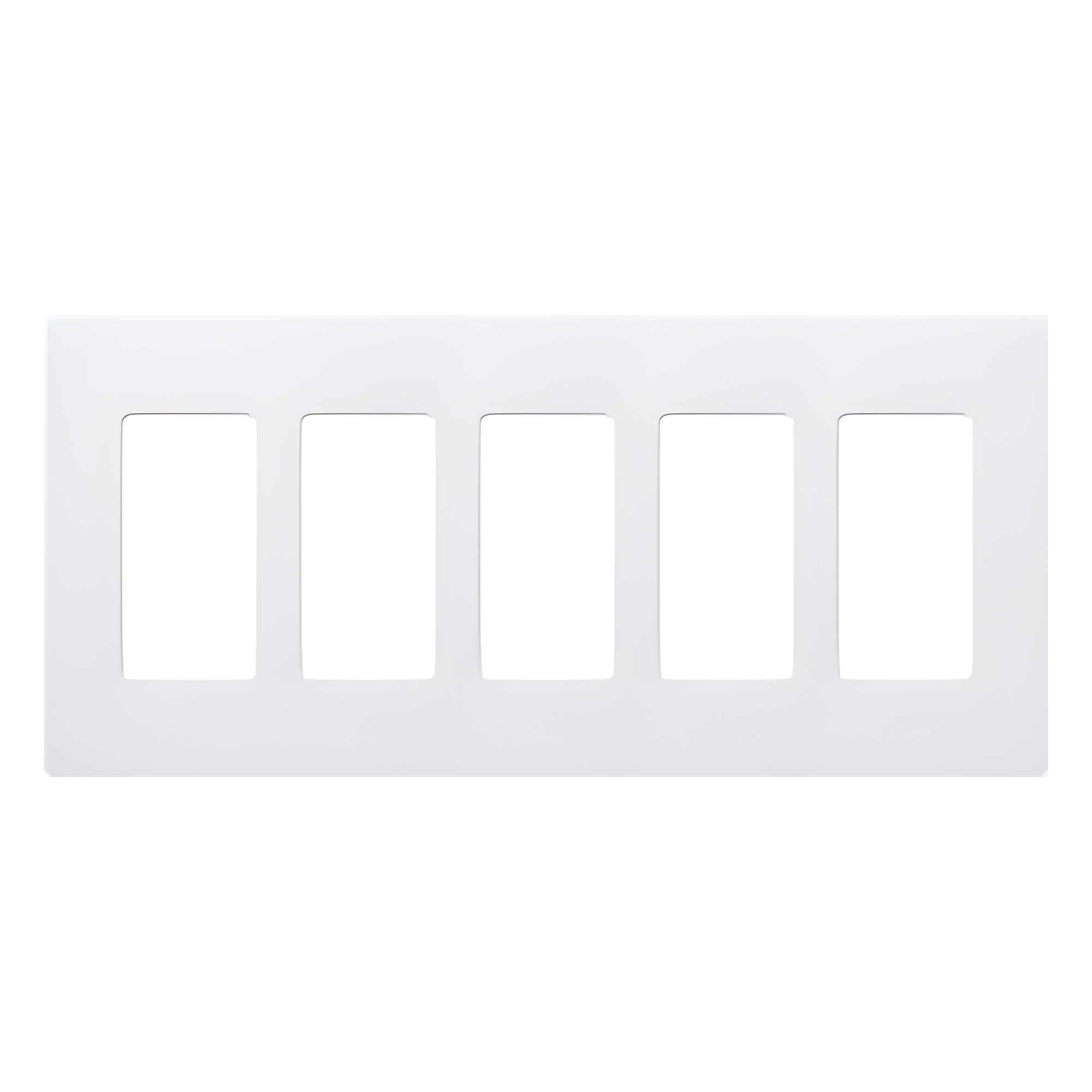 Placa de Pared Decorativa / 5 Espacios / Perfil Sobredimensionado 7.6 mm / Sin Tornillos Visibles / Acabado Blanco Brillante — LUTRON ELECTRONICS · SKU CW5WH