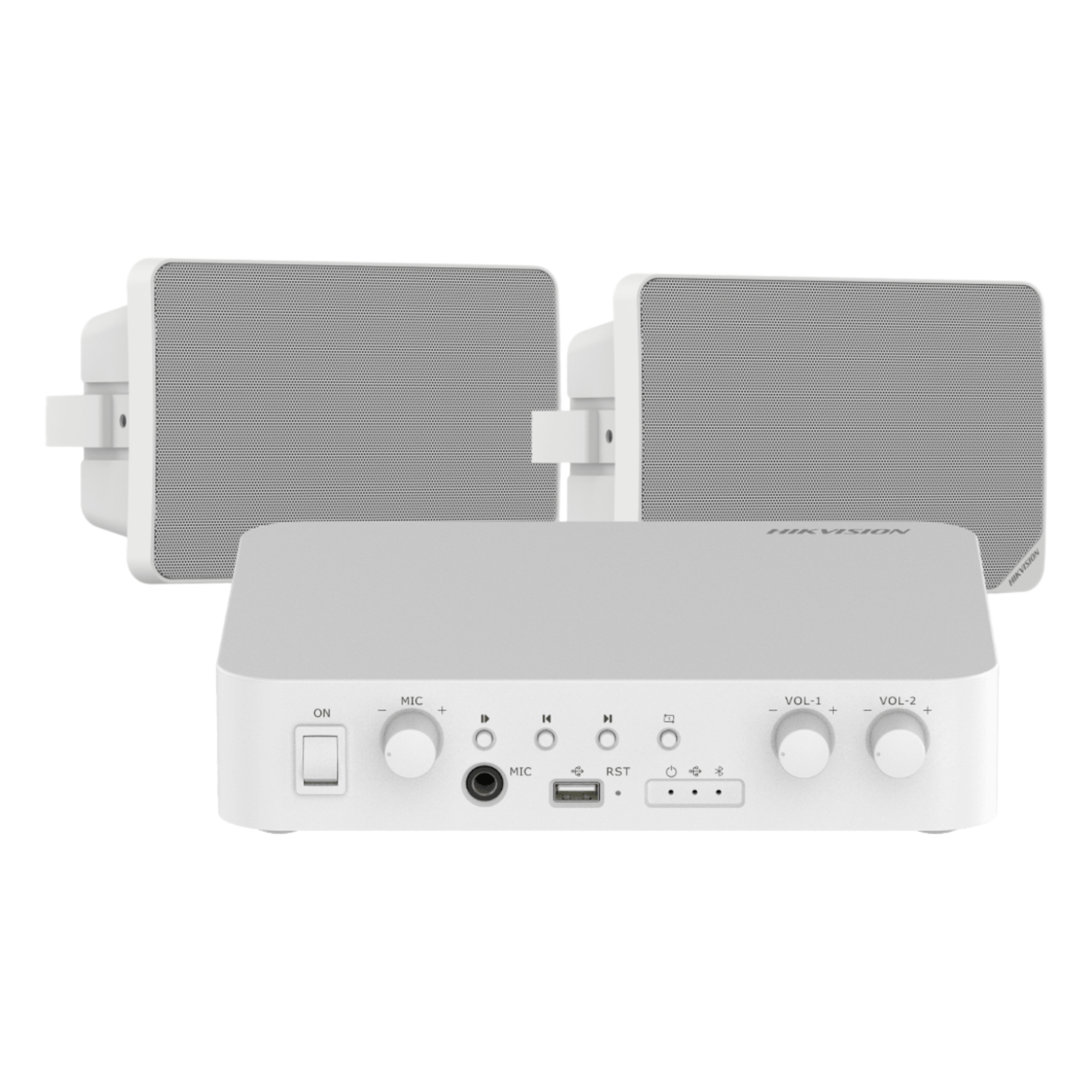 Kit Amplificador / 80W / 2 Zonas / Bluetooth USB RCA Micrófono / 100V 70V / 2 Altavoces — HIKVISION · SKU DS-QAEKIT/ST