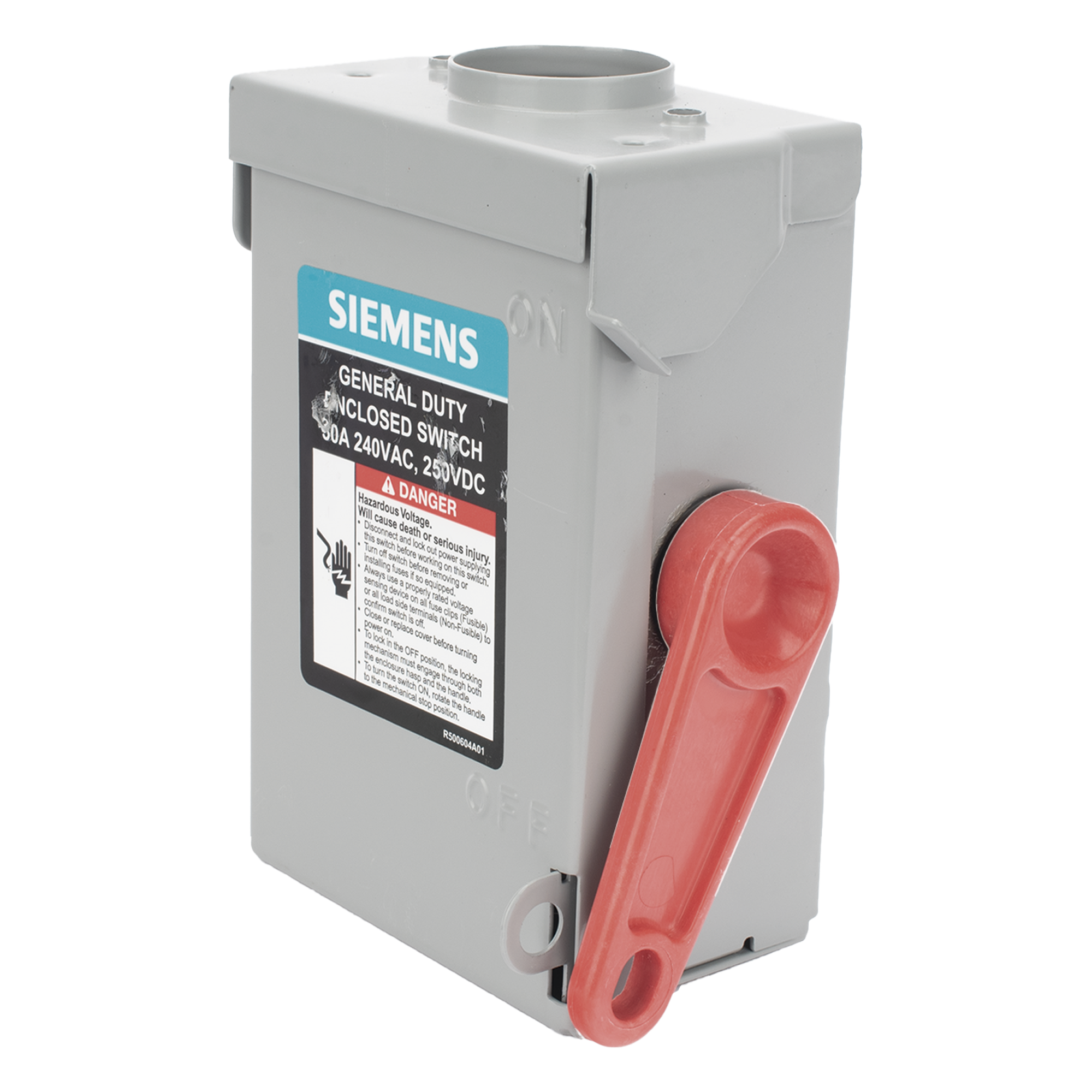 Interruptor de Seguridad / 240Vca / 2 Polos / 30A / NEMA 3R / Doble Ruptura Visible / Sin Portafusibles / 100kAIC — SIEMENS · SKU GNF221RA