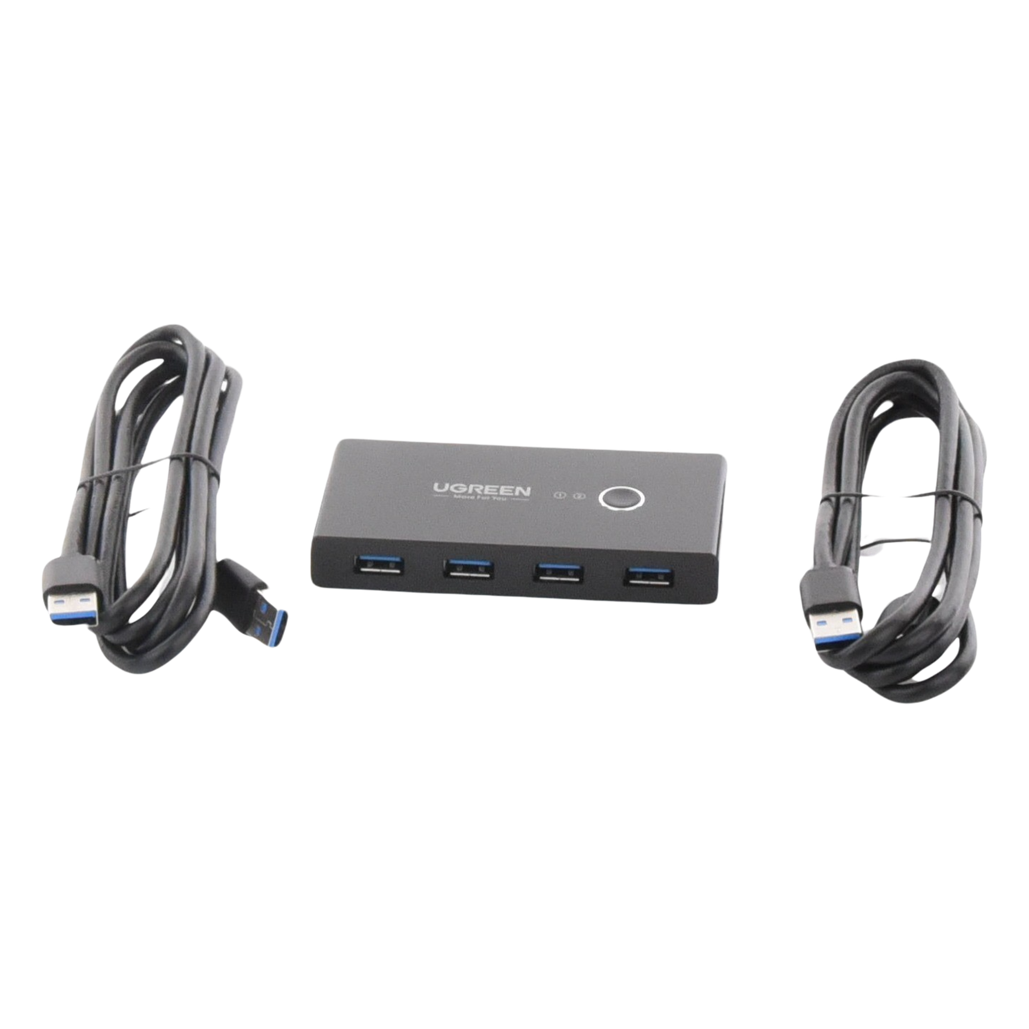 Conmutador USB para Compartir 4 Puertos USB 3.0 a 2 PC Ìs | Cambio Mediante Botón | Incluye Dos Cables USB de 1.5 m | ABS | Permite que 2 Usuarios Compartan 4 Dispositivos Periféricos USB3.0, como una impresora, un escáner, etc.